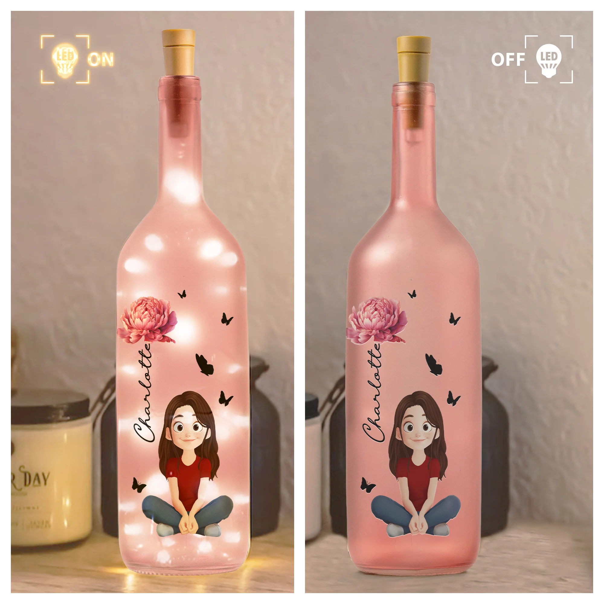 Straighten Your Crown Granddaughter - Personalized Bottle Lamp - Image 4