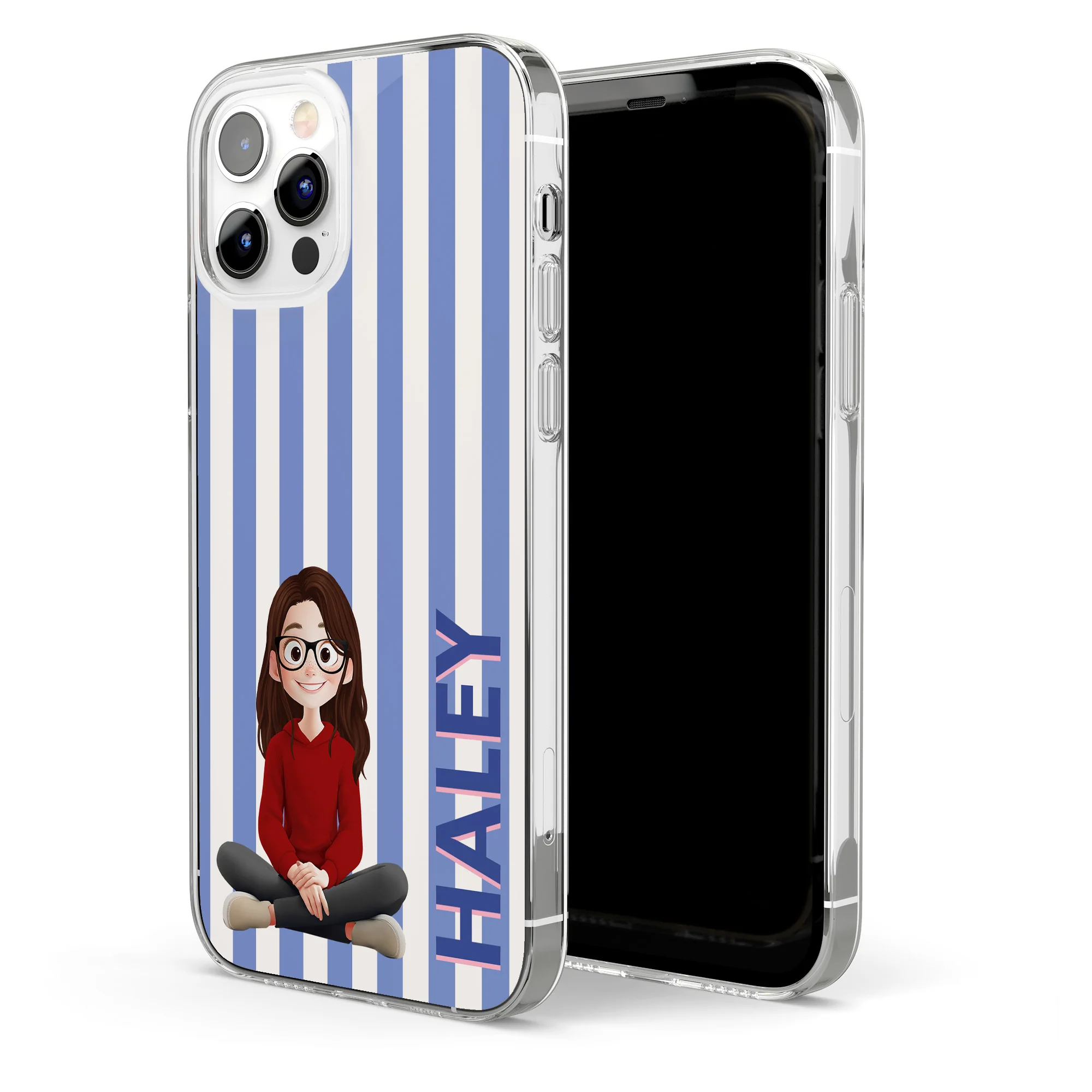 Stripes Aesthetic With Cute Cartoon - Personalized Clear Phone Case - Image 5