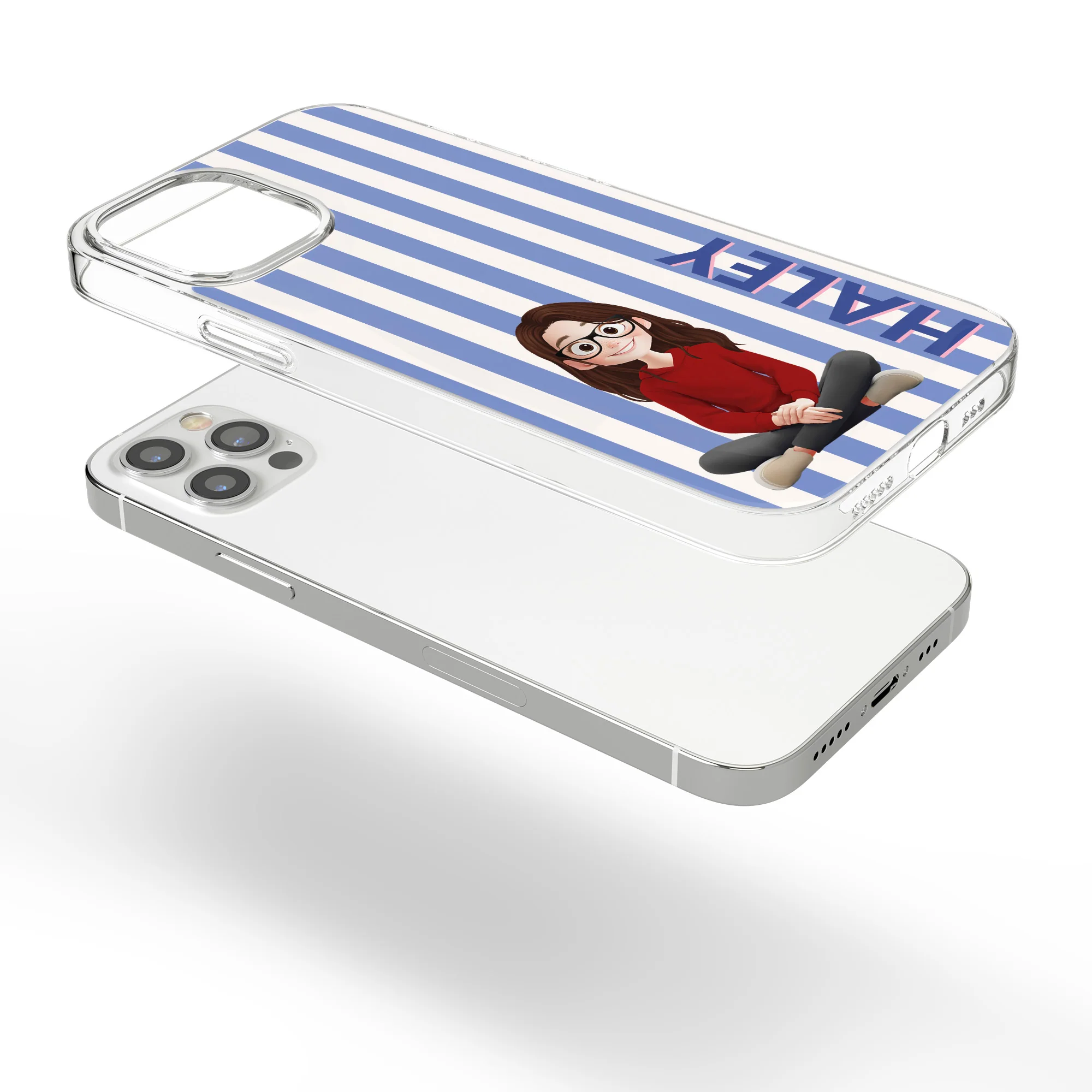 Stripes Aesthetic With Cute Cartoon - Personalized Clear Phone Case - Image 6