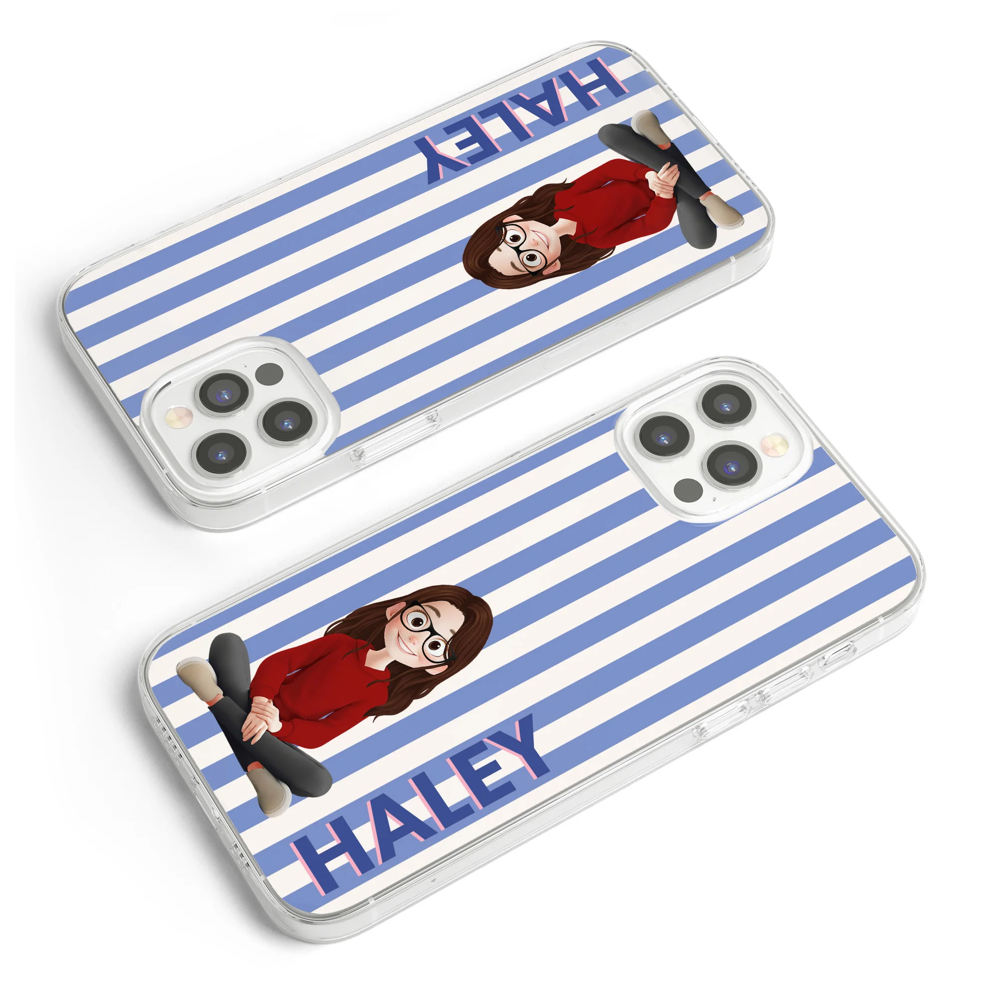 Stripes Aesthetic With Cute Cartoon - Personalized Clear Phone Case - Image 7