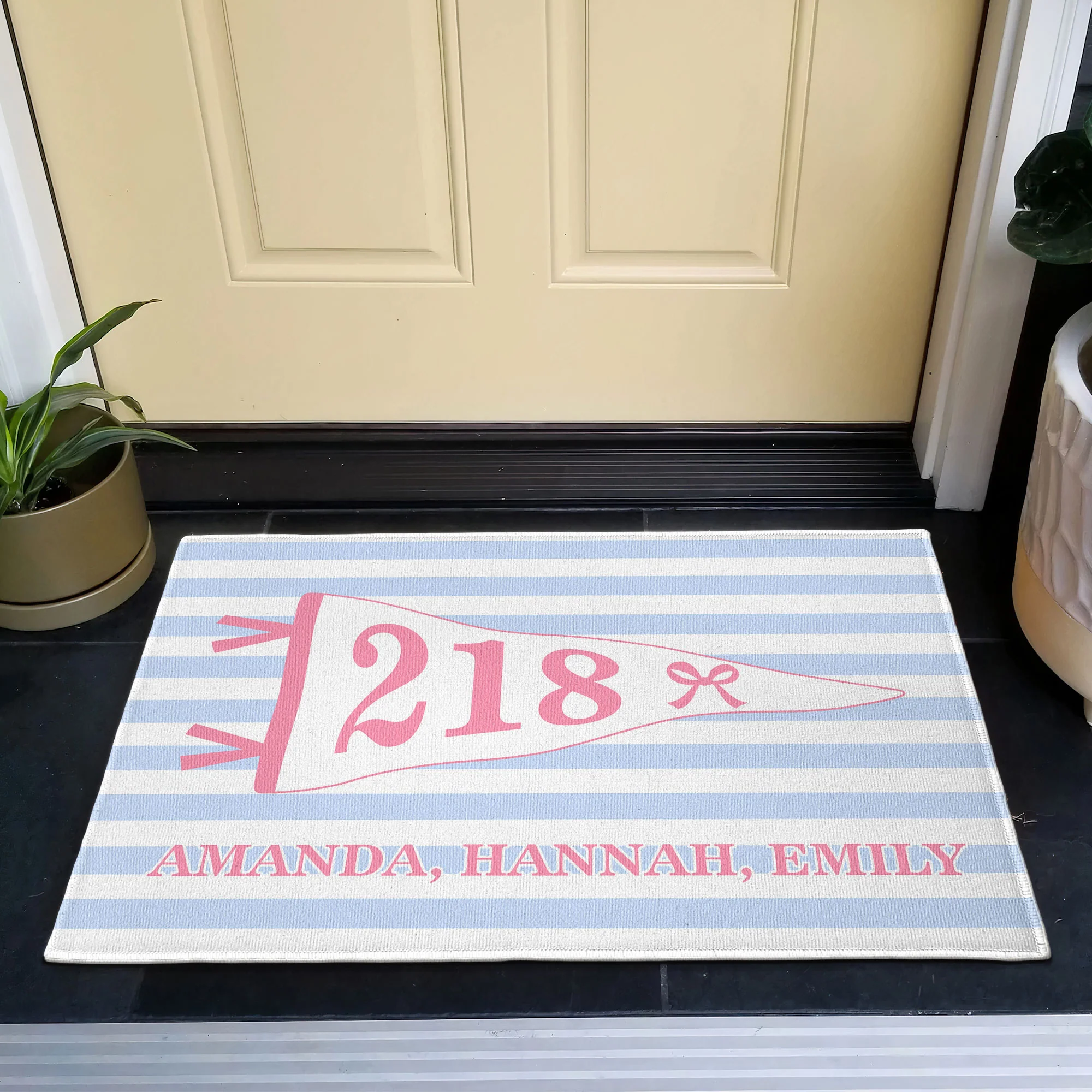 Stripes Pennant Dorm Room - Personalized Doormat - Image 2