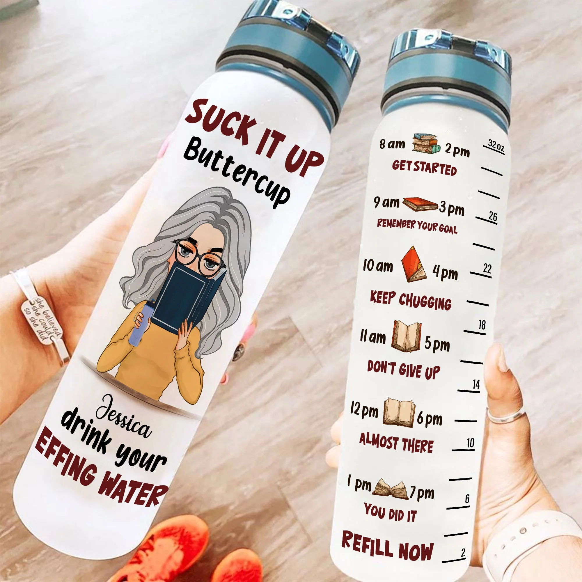 Suck It Up Buttercup  - Personalized Water Tracker Bottle - Image 2