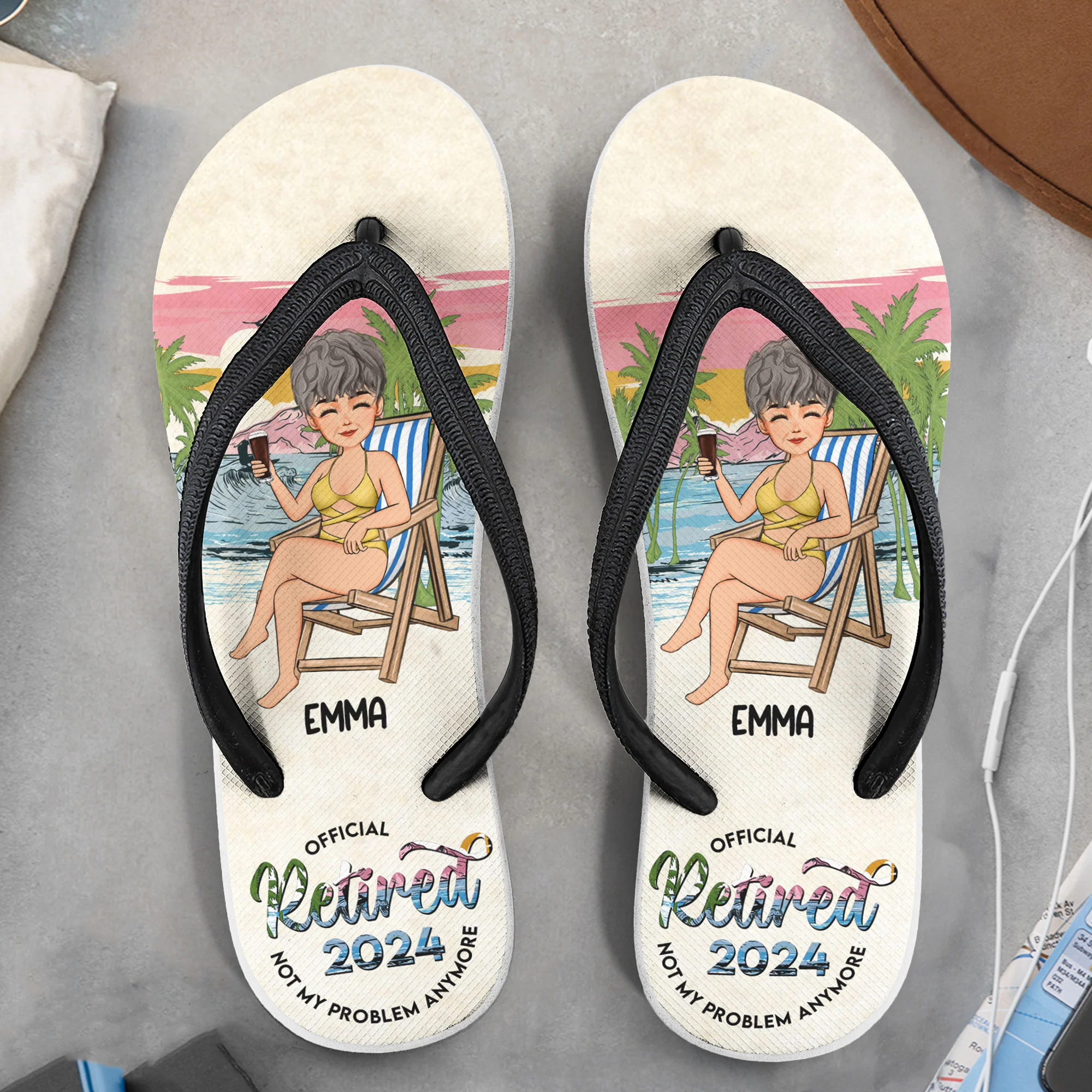 Summer Official Retired 2024 - Personalized Flip Flops - Image 2