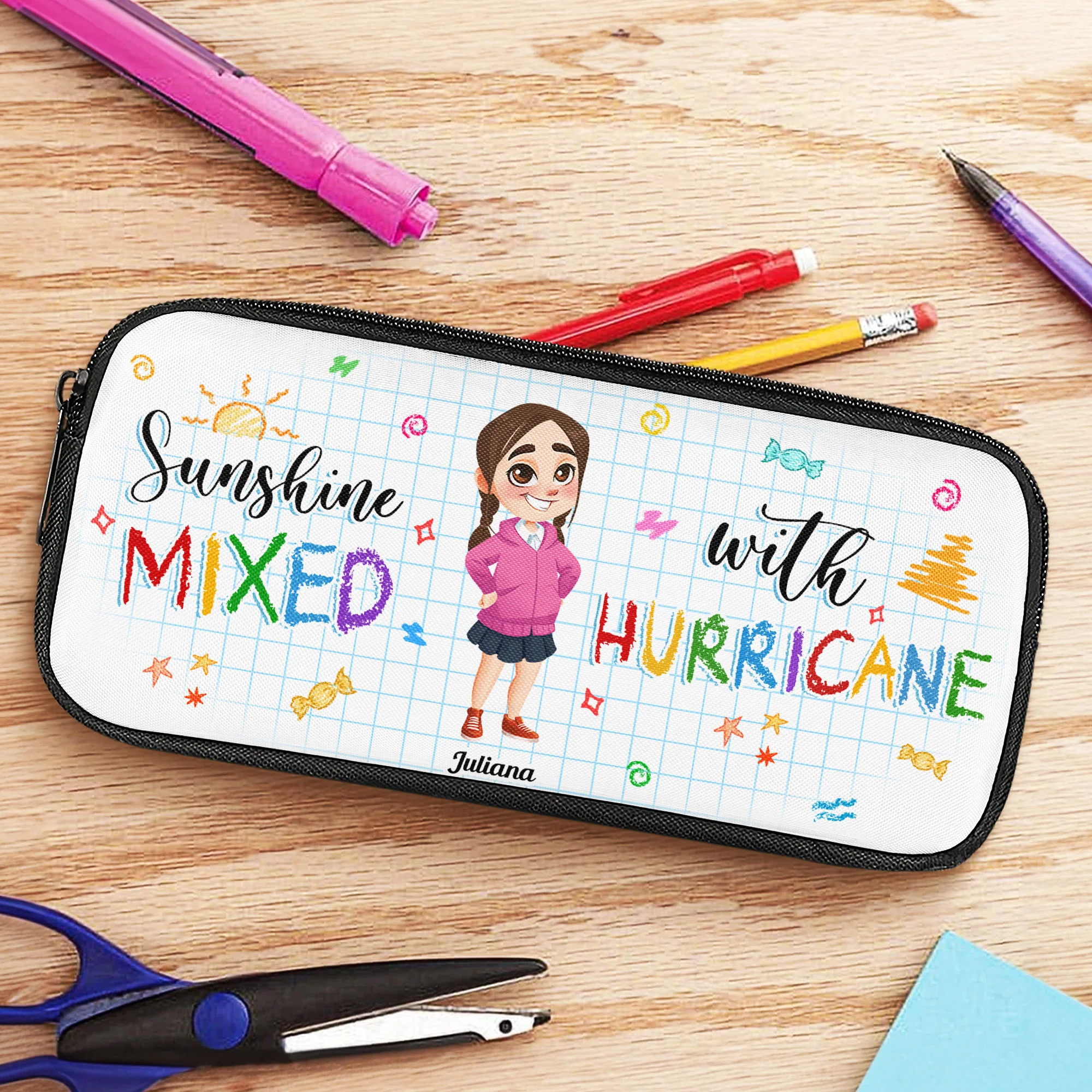 Sunshine Mixed With Hurricane - Personalized Pencil Case - Image 2