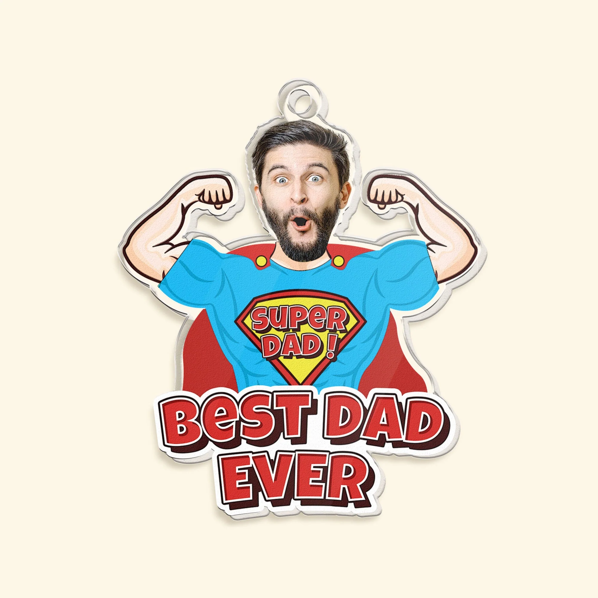 Super Dad For Best Dad Ever - Personalized Acrylic Photo Keychain - Image 4