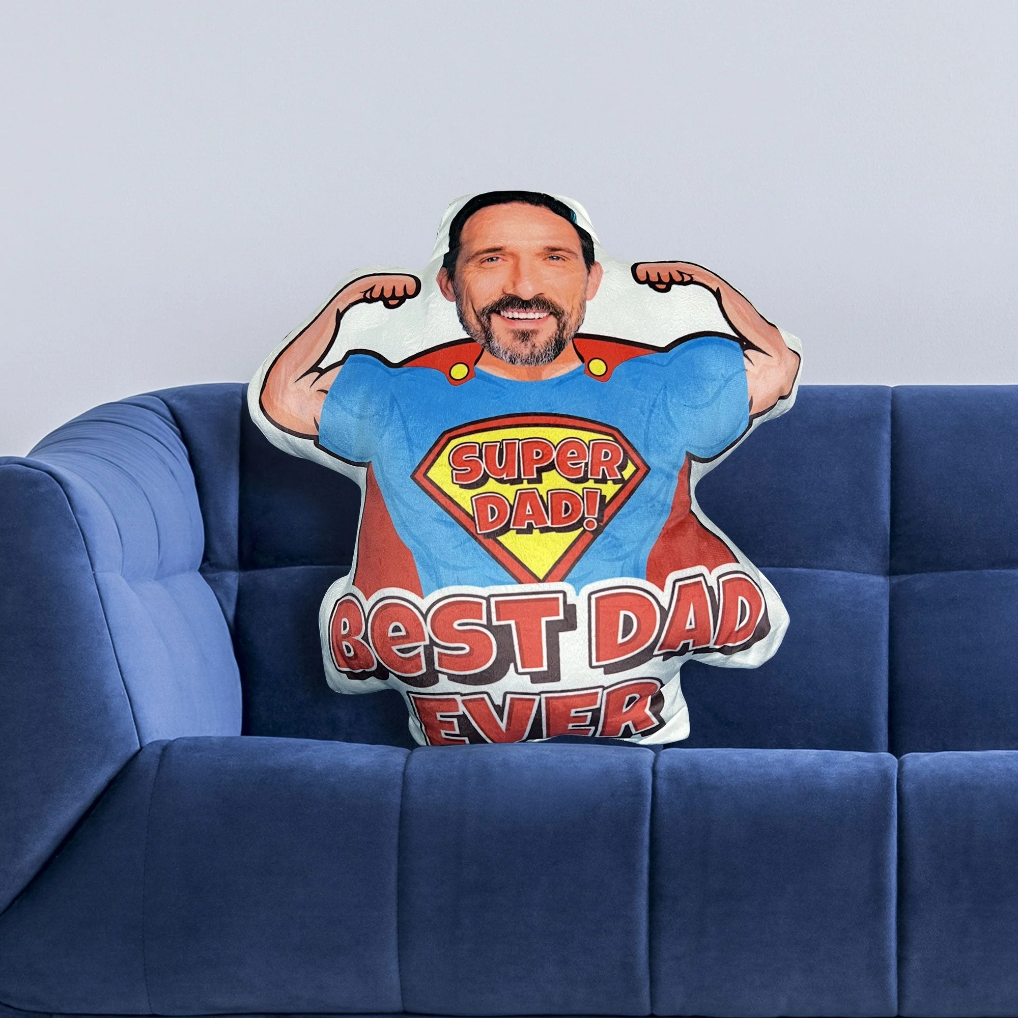 Super Dad For Best Dad Ever - Personalized Photo Custom Shaped Pillow - Image 2