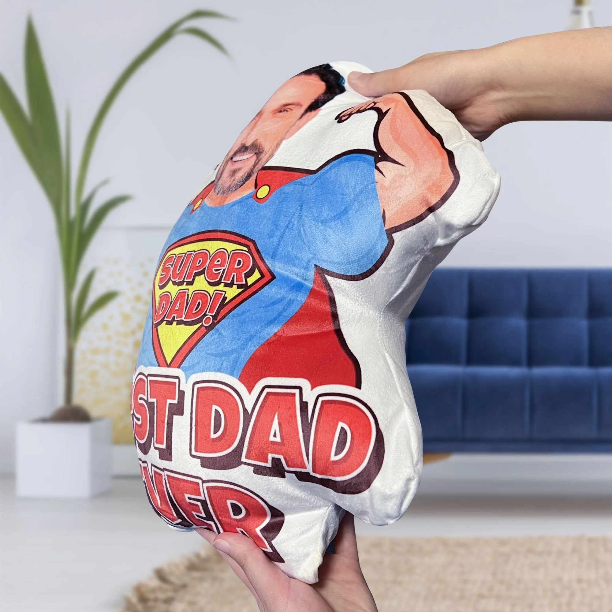 Super Dad For Best Dad Ever - Personalized Photo Custom Shaped Pillow - Image 4