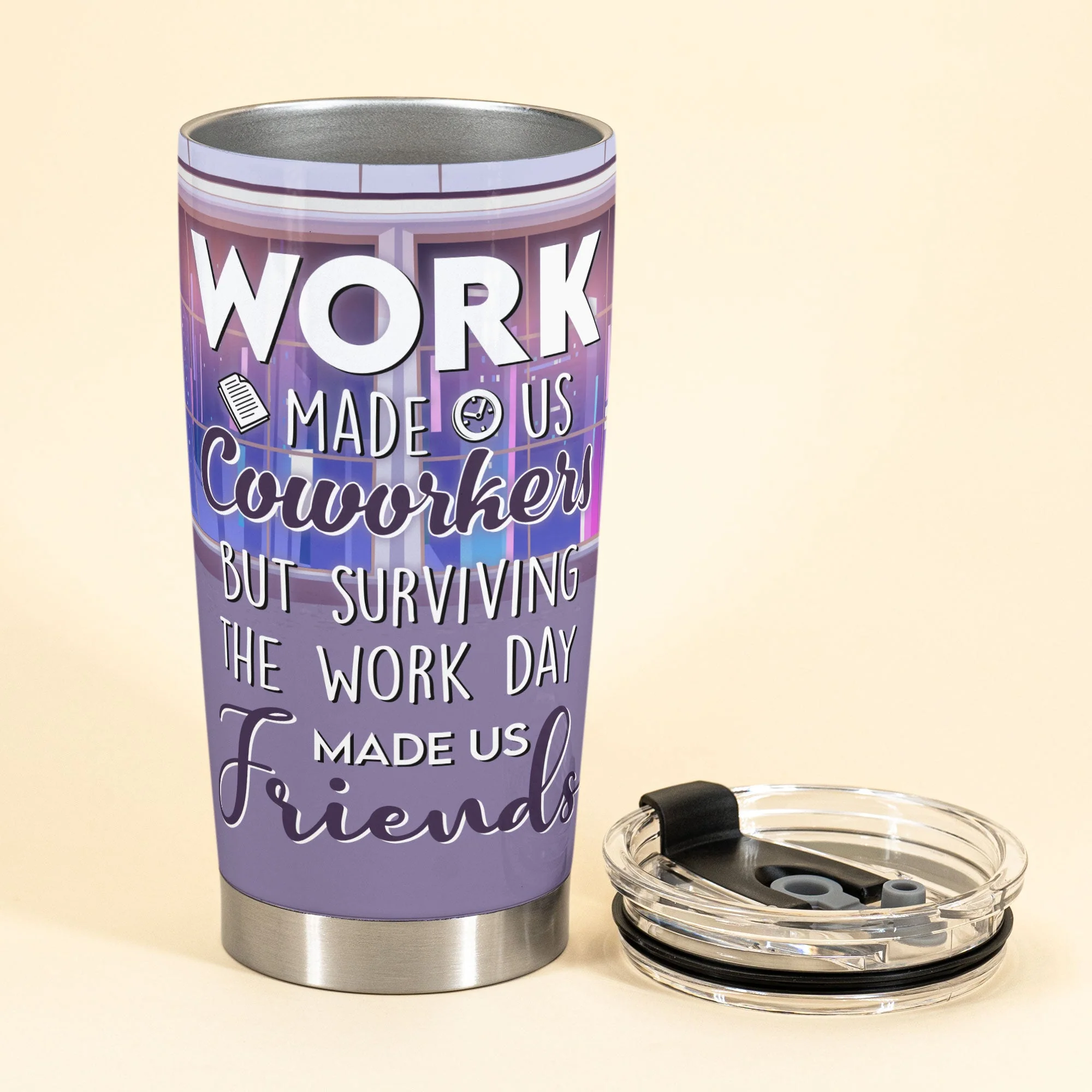 Surviving The Work Day Made Us Friends - Personalized Tumbler Cup - Birthday, Funny Gift For Colleagues, Employees, Friends - Image 3