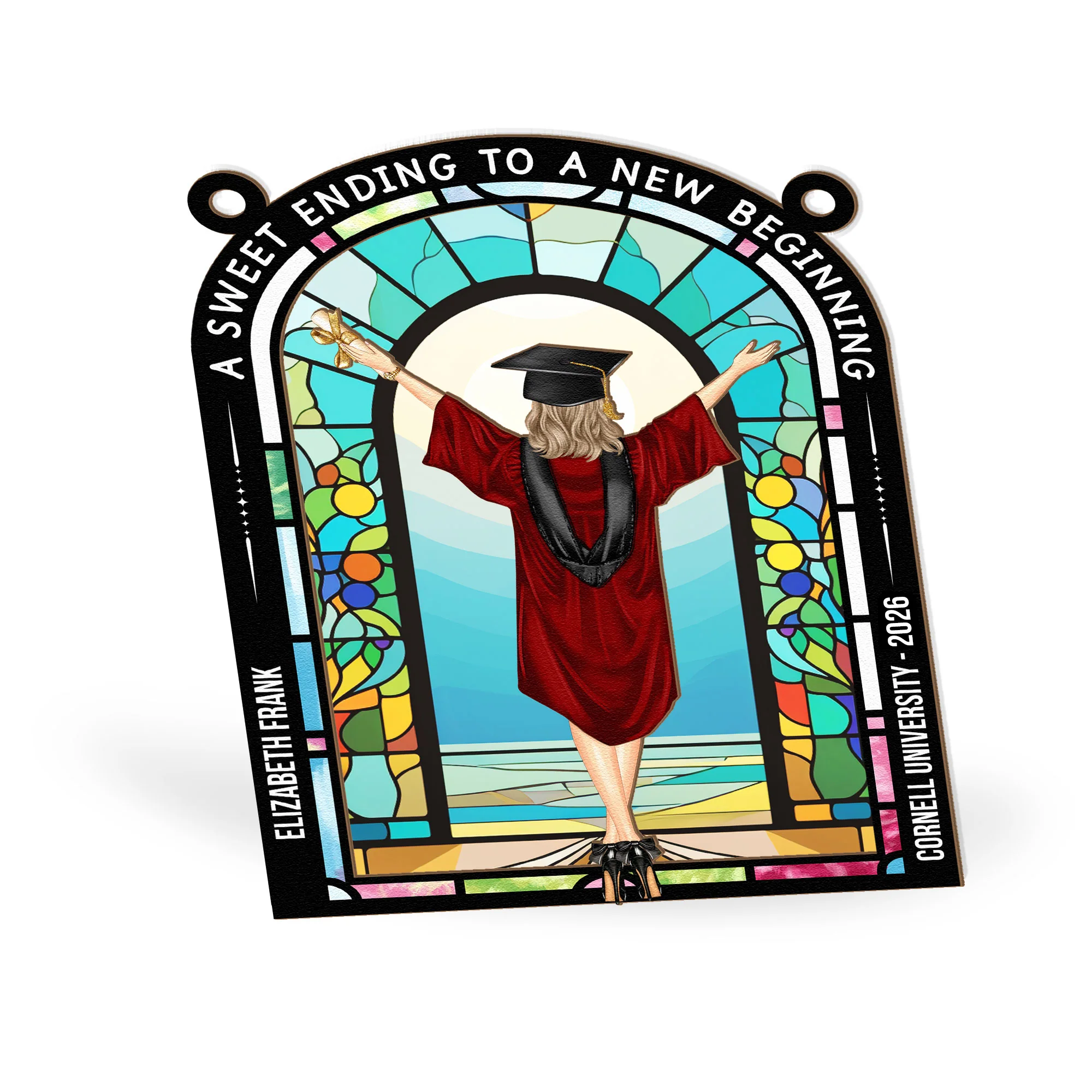 Sweet Ending To New Beginning - Personalized Window Hanging Suncatcher Ornament - Image 4