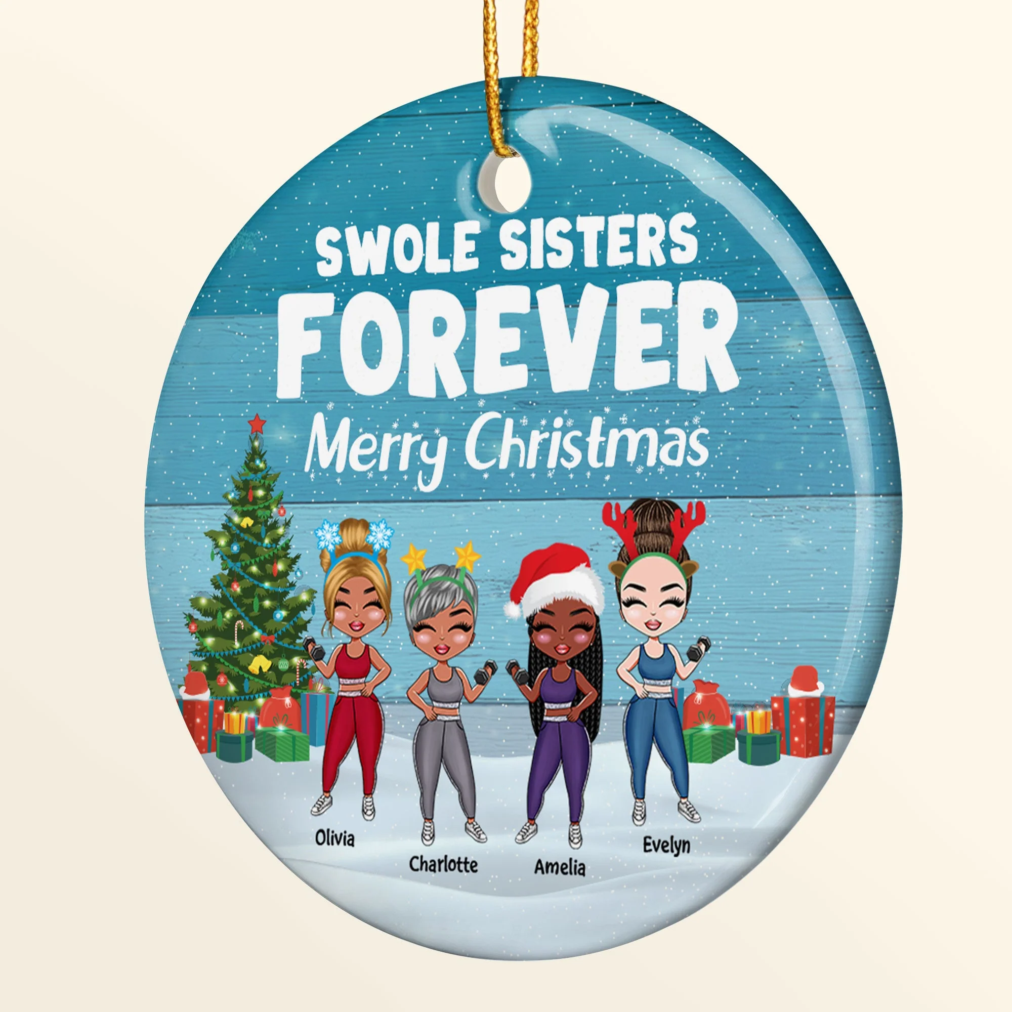 Swole Sister Forever - Personalized Ceramic Ornament - Christmas Gift For Fitness Lovers - Image 2