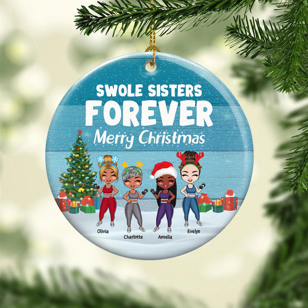 Swole Sister Forever - Personalized Ceramic Ornament - Christmas Gift For Fitness Lovers - Image 4