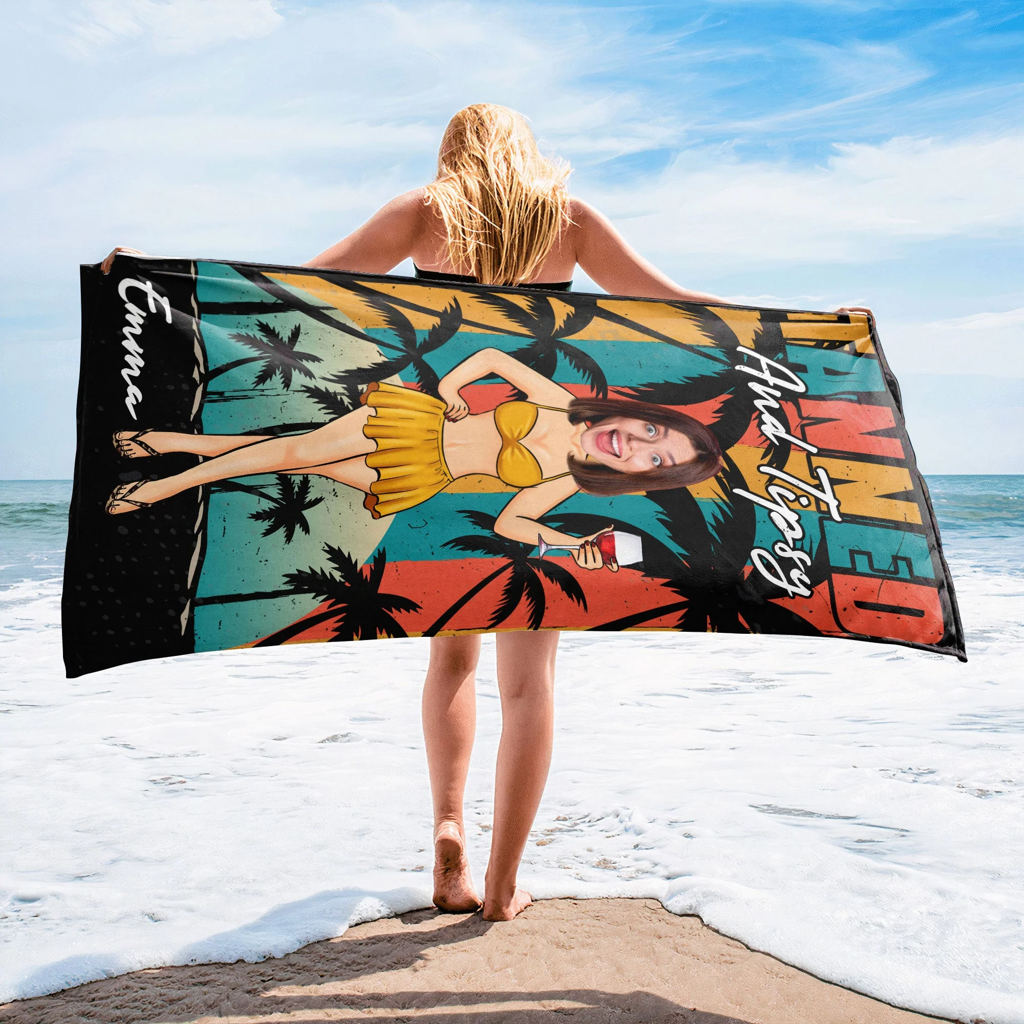 Tanned And Tipsy - Personalized Photo Beach Towel - Image 6