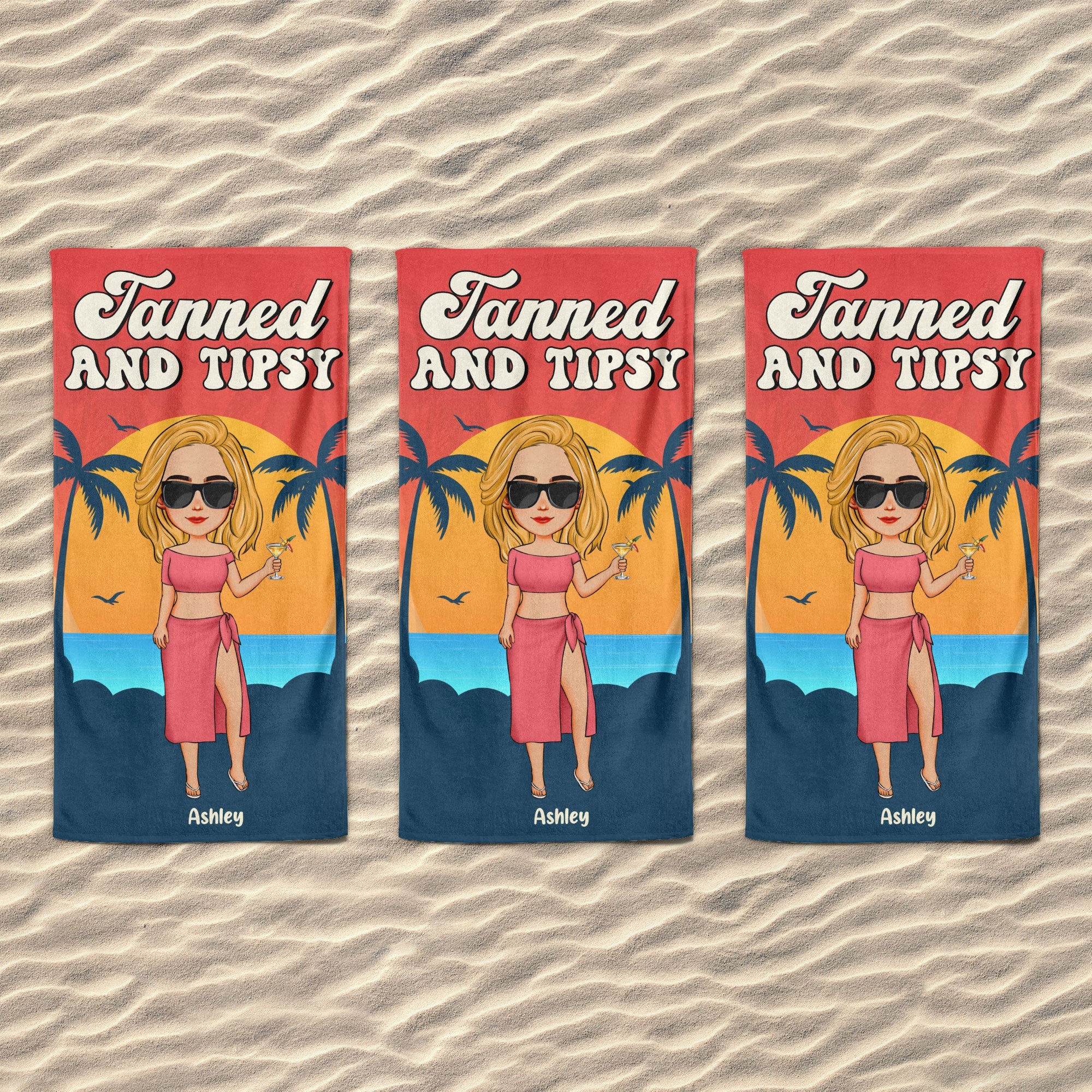 Tanned & Tipsy - Personalized Beach Towel - Image 6