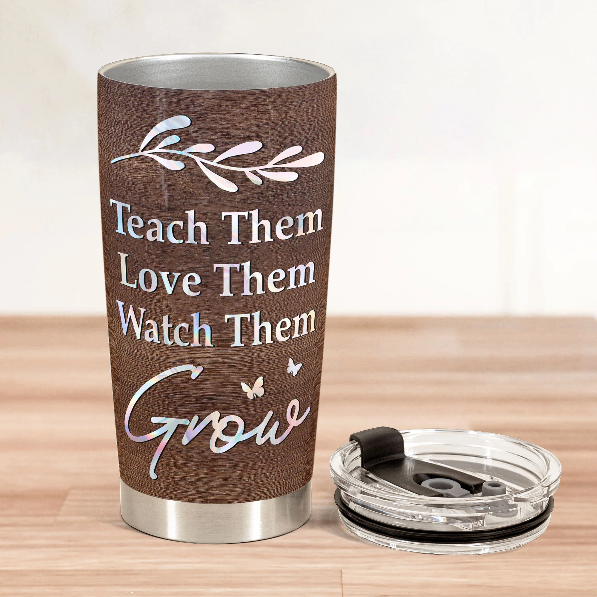 Teach Them Love Them Watch Them Grow Birth Month Flower - Personalized Tumbler Cup - Image 2