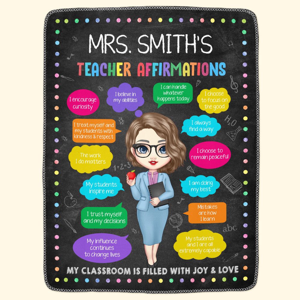 Teacher Affirmations - Teacher Appreciation Gift - Personalized Blanket - Image 2