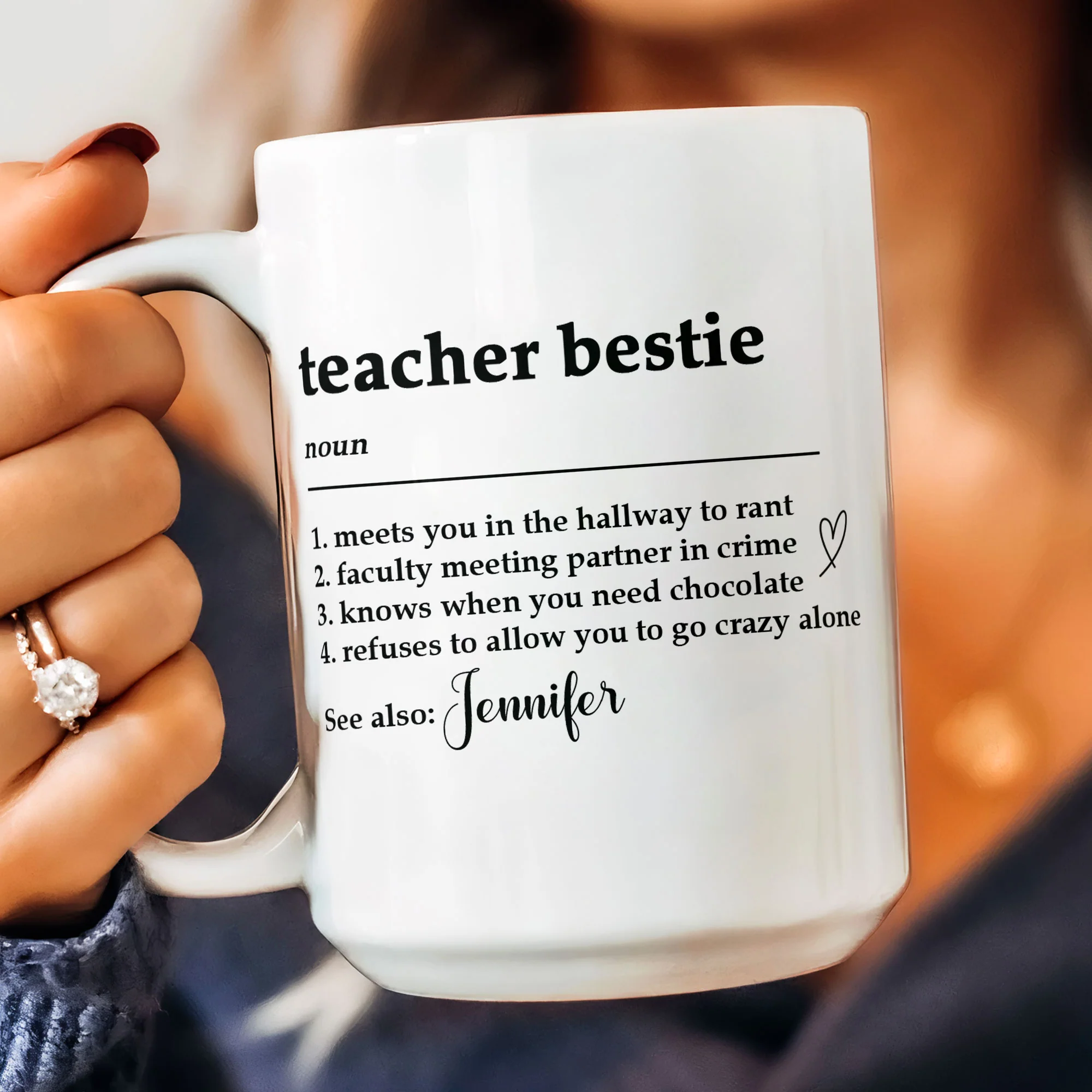 Teacher Bestie - Teacher Bestie Definition - Teacher Coworker - Personalized Mug - Image 3