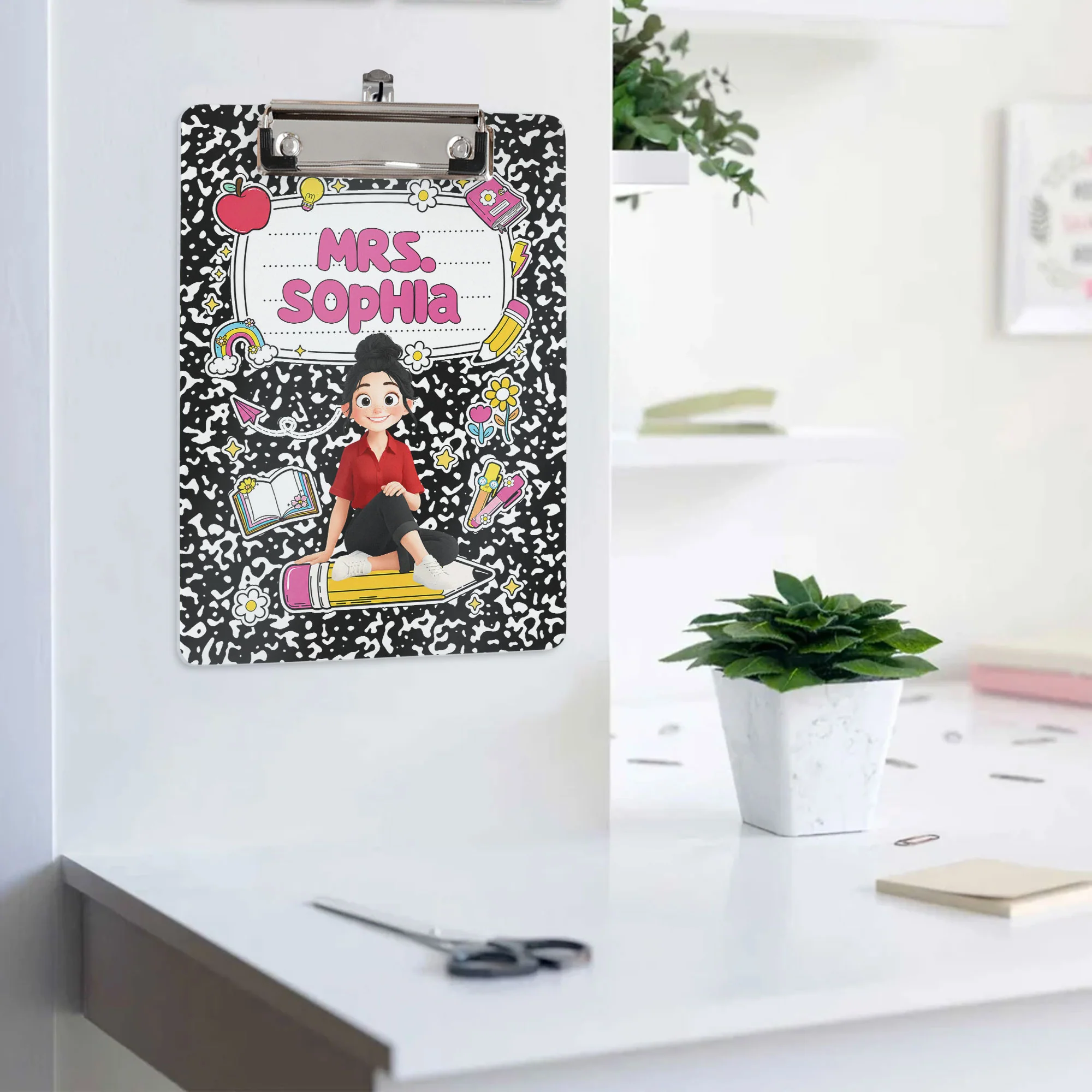 Teacher Cartoon Composition Book - Personalized Clipboard - Image 5