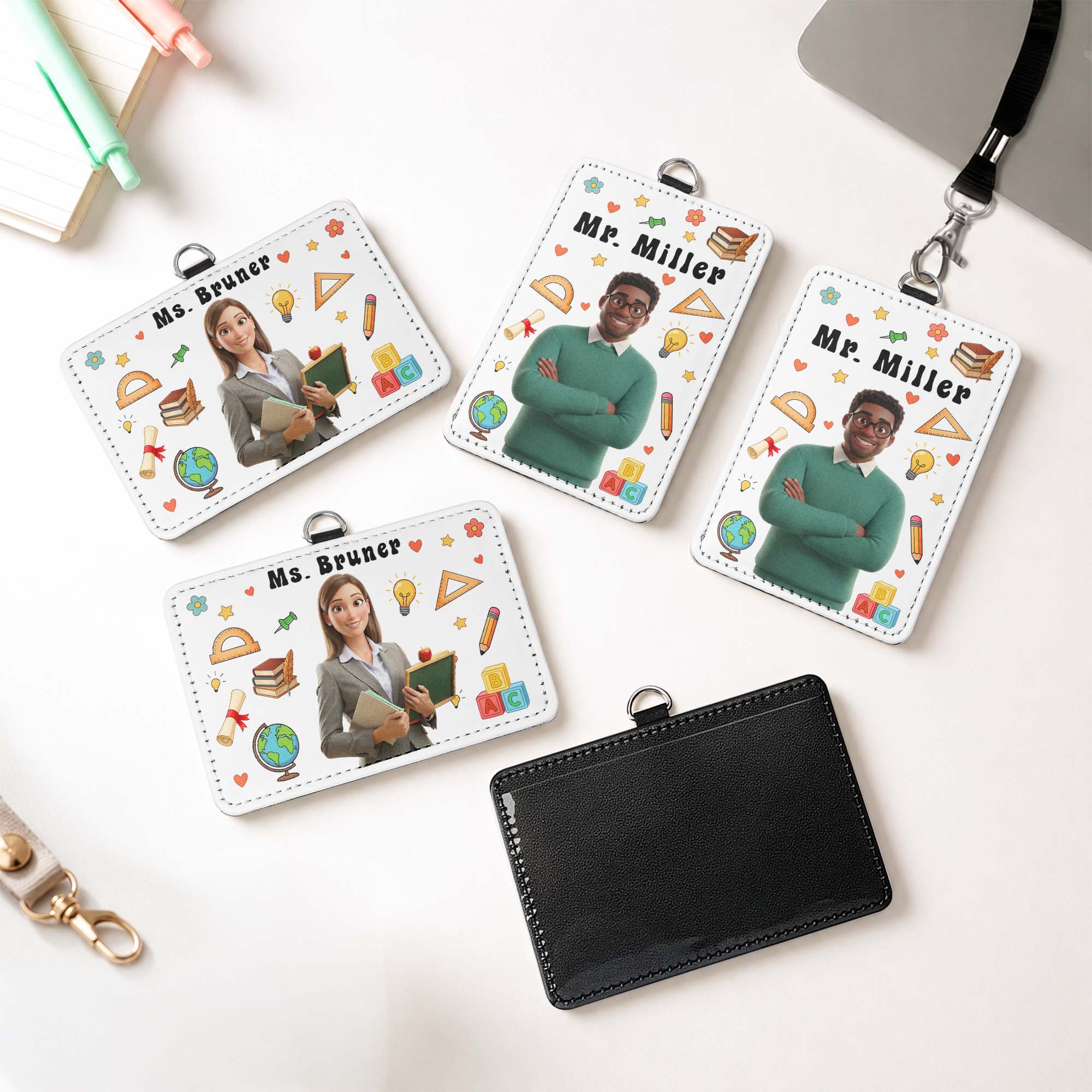 Teacher Cartoon Version - Personalized Badge Holder - Image 5