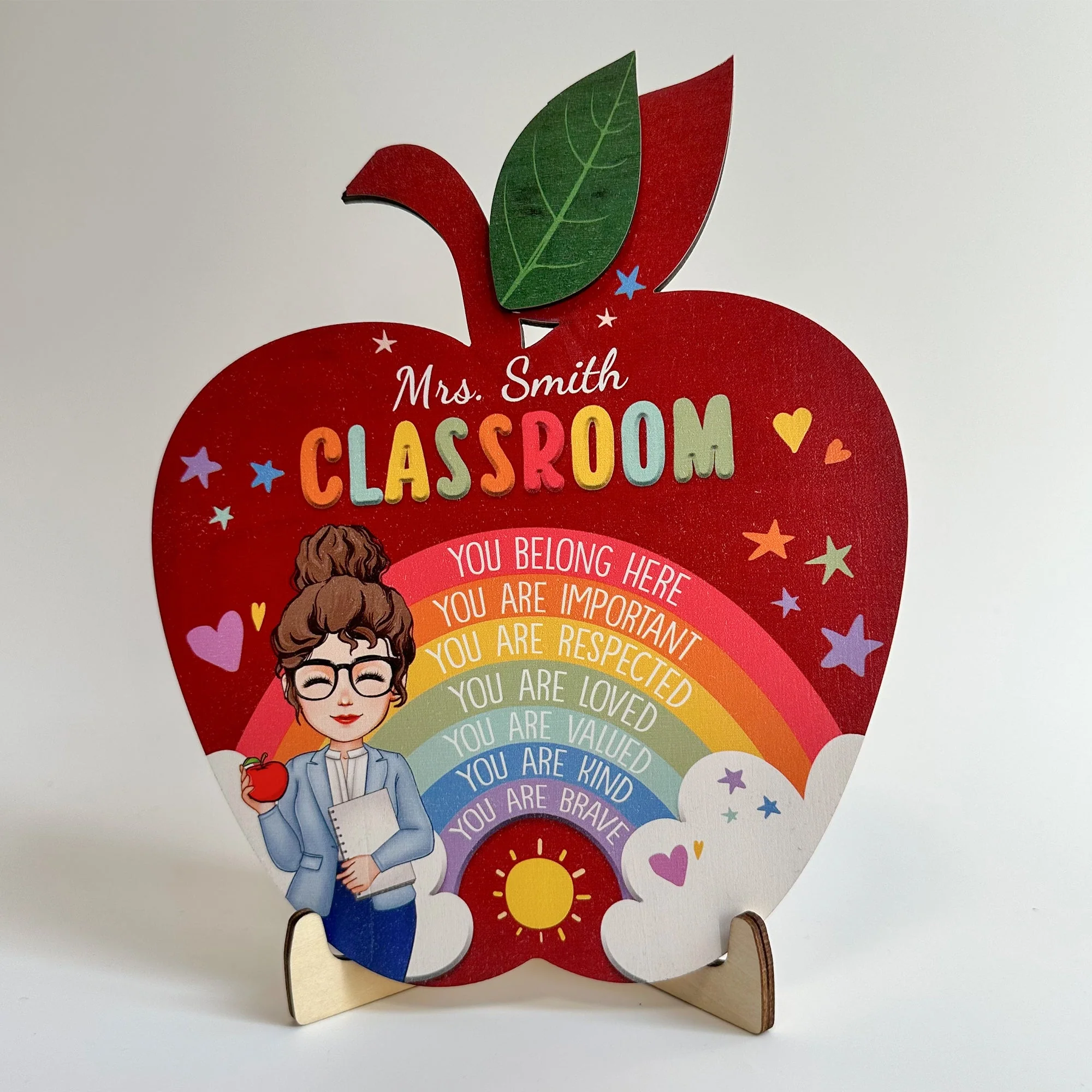 Teacher Classroom You Are Respected - Personalized 2 Layers Wooden Plaque - Image 3