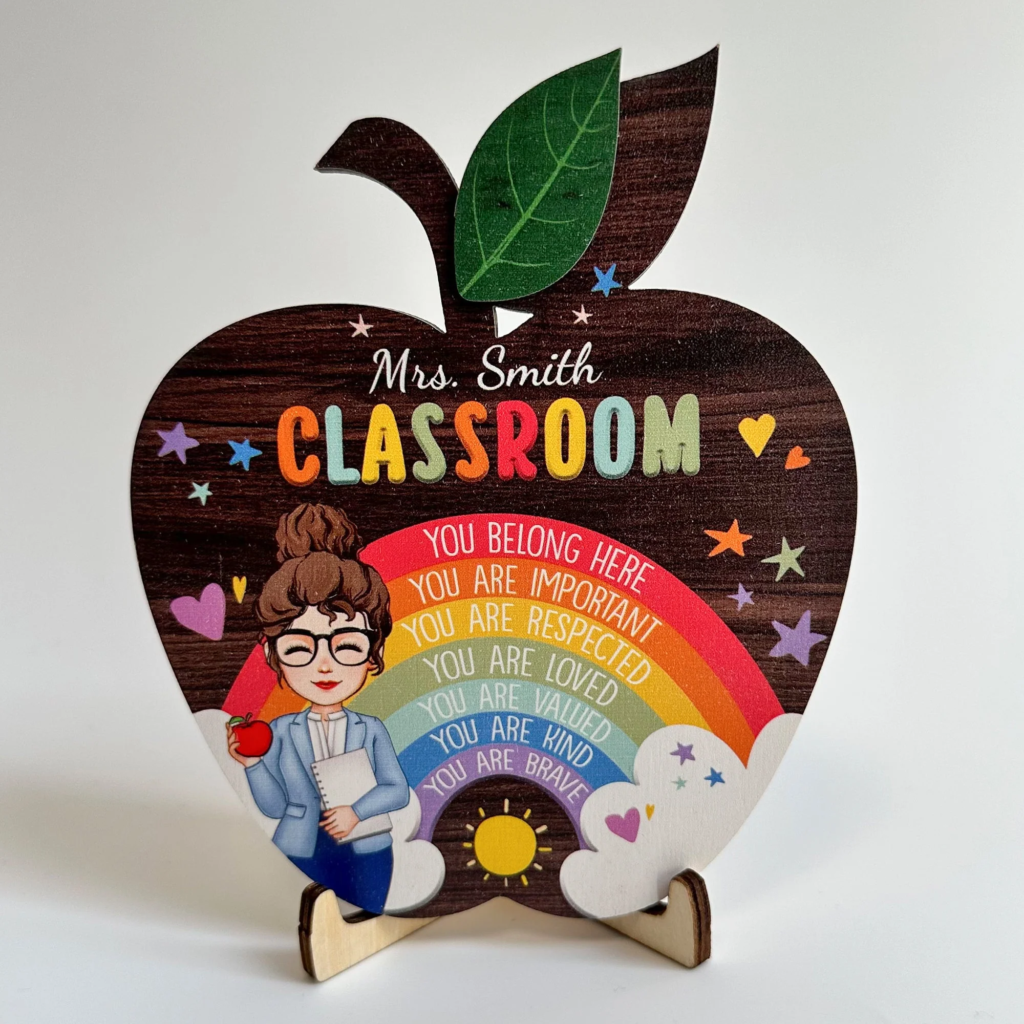 Teacher Classroom You Are Respected - Personalized 2 Layers Wooden Plaque - Image 5