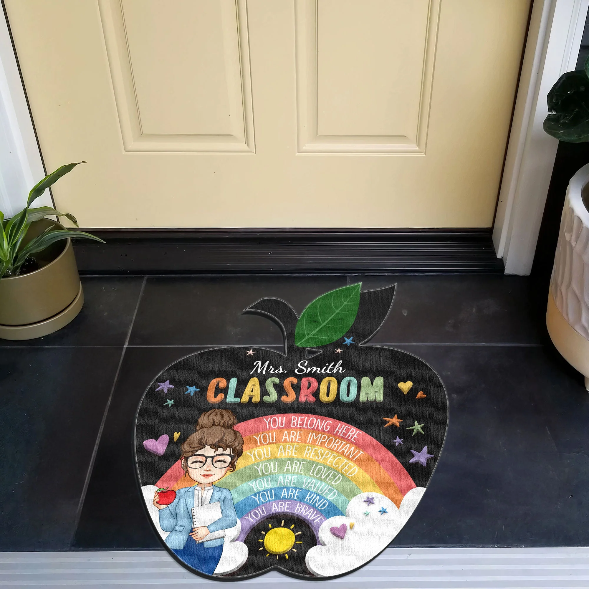 Teacher Classroom You Are Respected - Personalized Custom Shaped Doormat - Image 3