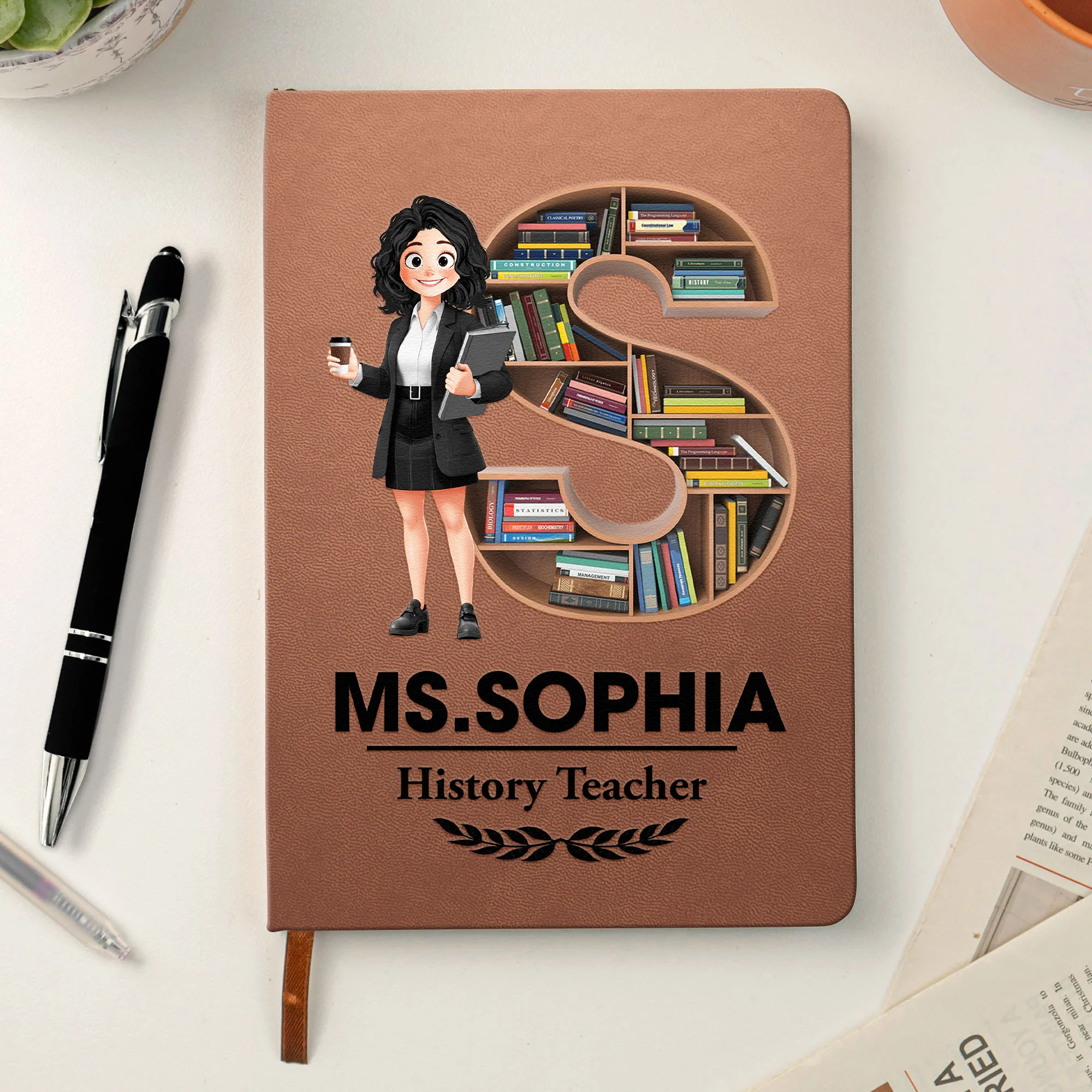 Teacher Custom Initial Name Thank You Gift - Personalized Journal - Image 5