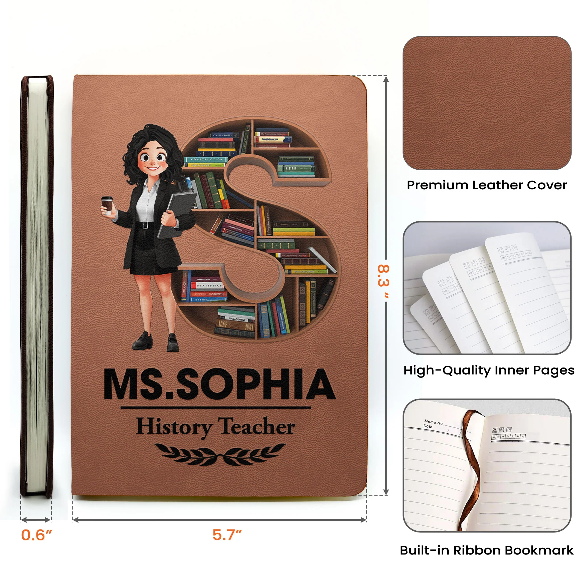 Teacher Custom Initial Name Thank You Gift - Personalized Journal - Image 6