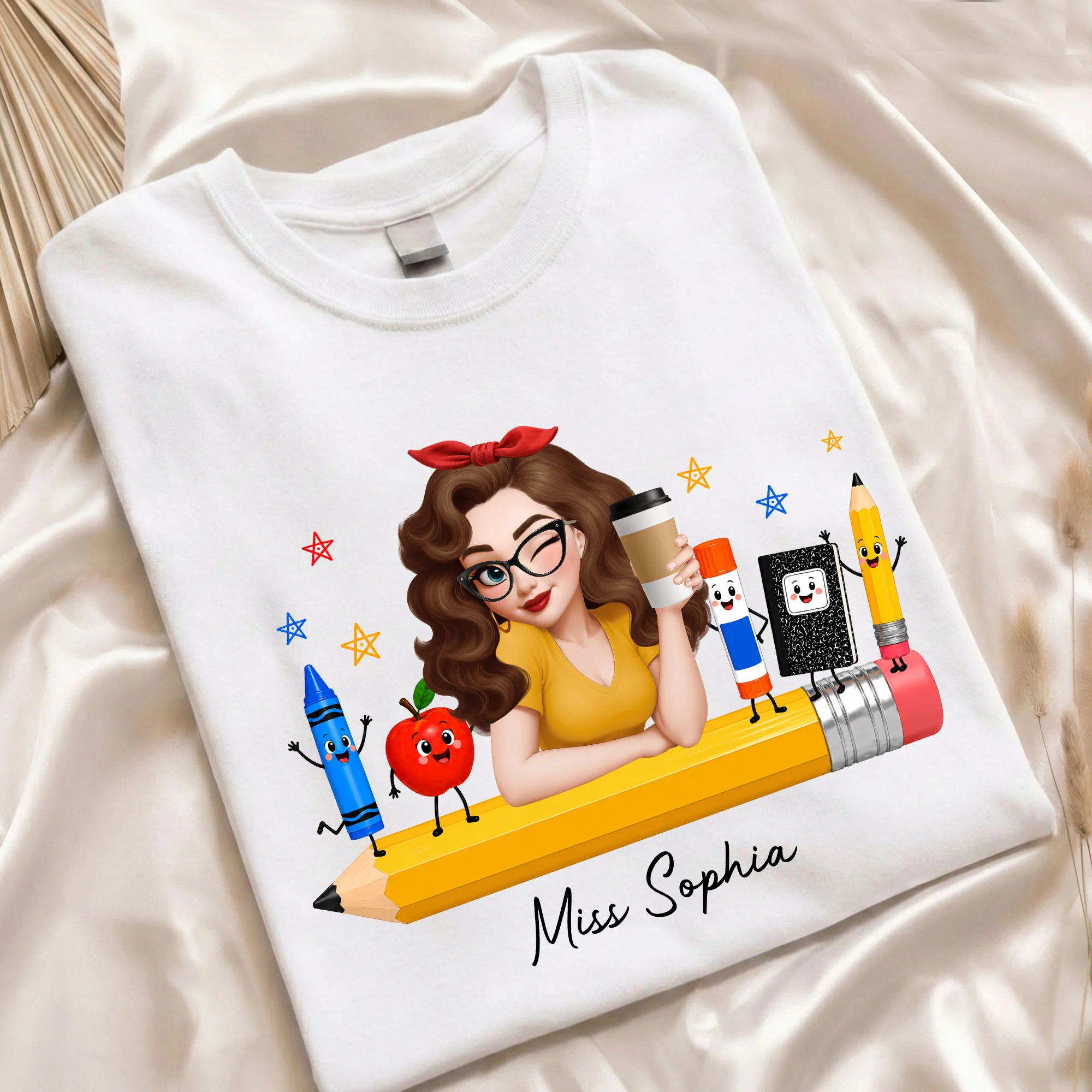 Teacher Life Happy School Supplies - Personalized Shirt - Image 2