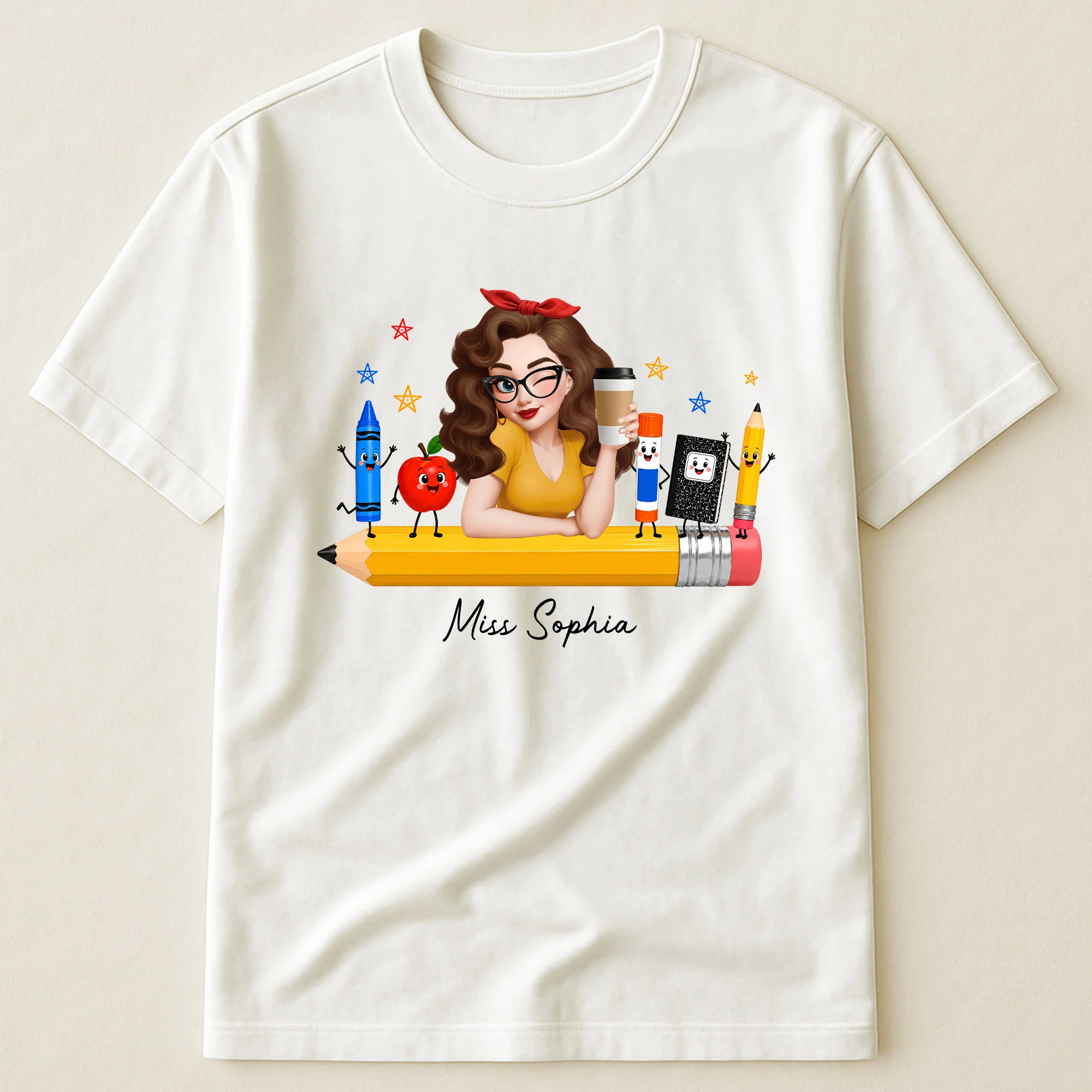 Teacher Life Happy School Supplies - Personalized Shirt - Image 3