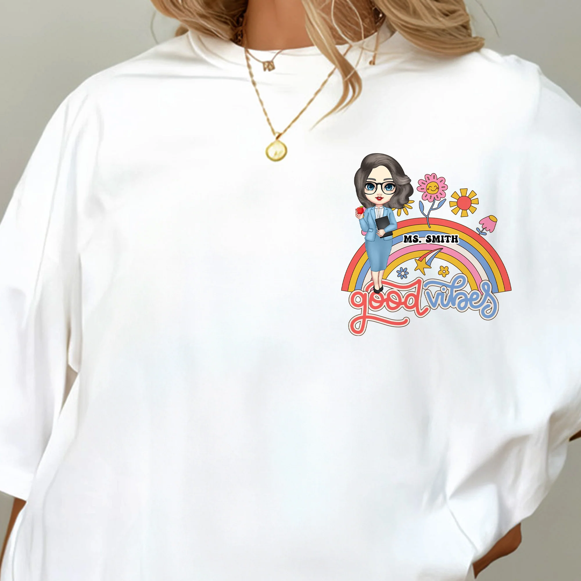 Teacher Life Is Full Of Good Vibes - Personalized Shirt - Image 3