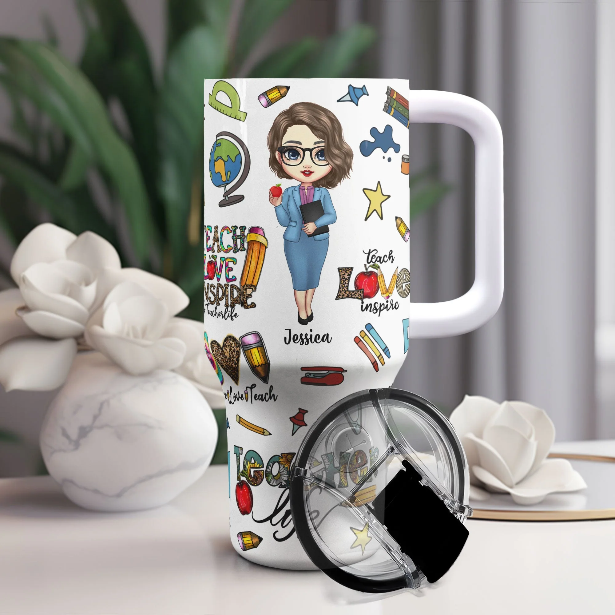 Teacher Life - Personalized 40oz Tumbler With Straw - Image 2