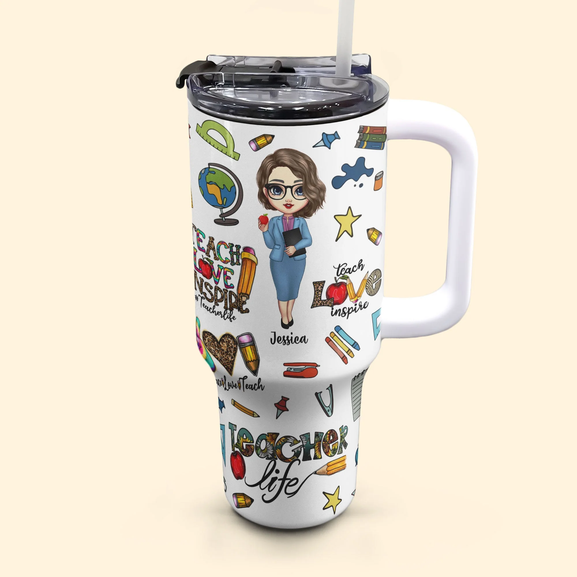 Teacher Life - Personalized 40oz Tumbler With Straw - Image 4