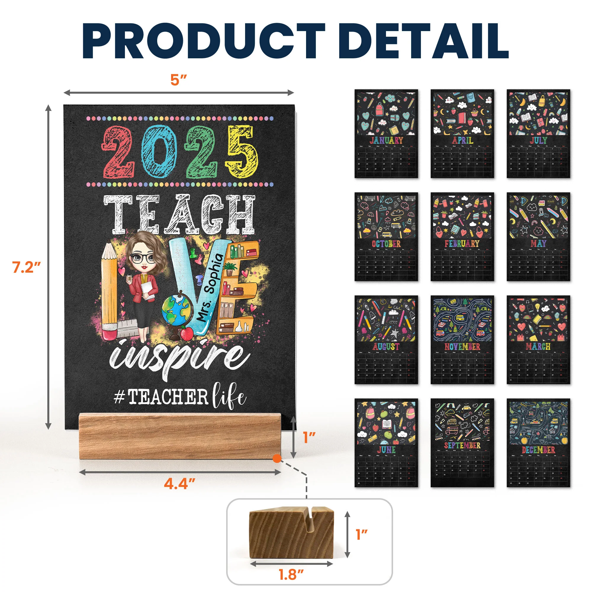 Teacher Life - Personalized Easel Calendar - Image 5
