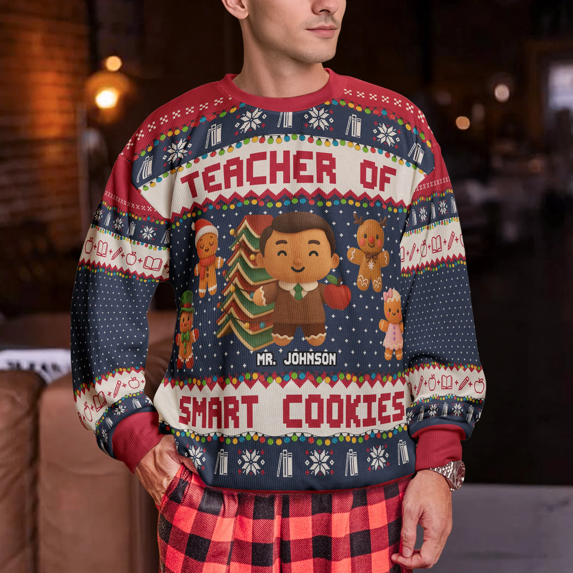 Teacher Of Smart Cookies - Teacher Christmas Gift - Personalized Ugly Sweater - Image 3