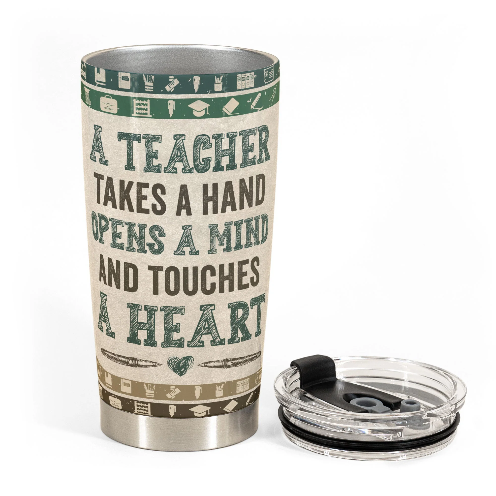 Teacher Opens The Mind And Touches The Heart - Personalized Tumbler Cup - Birthday, Back To School Gift For Teachers, Colleagues - Image 3