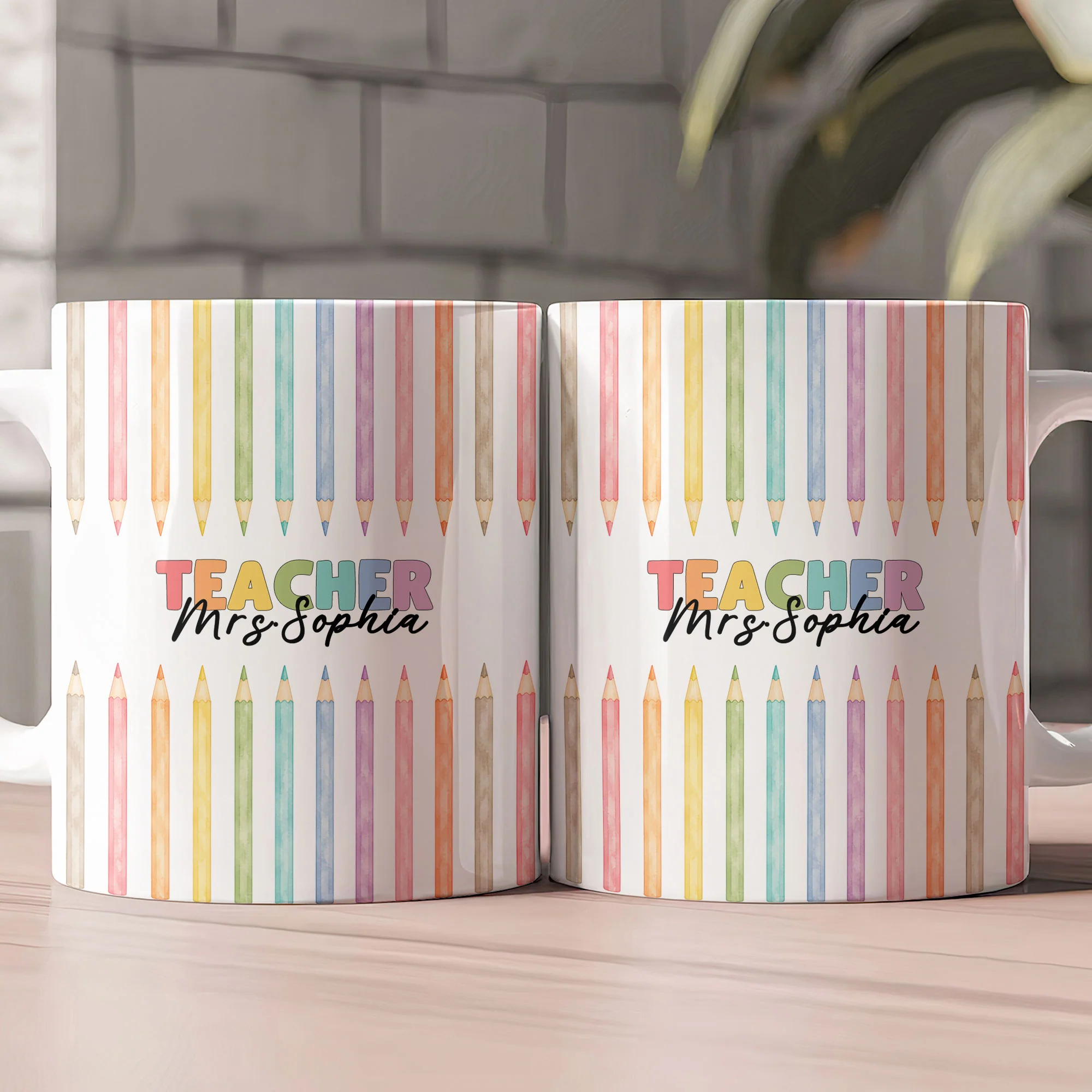 Teacher Pencil Custom Name Gift For Teacher - Personalized Mug - Image 2