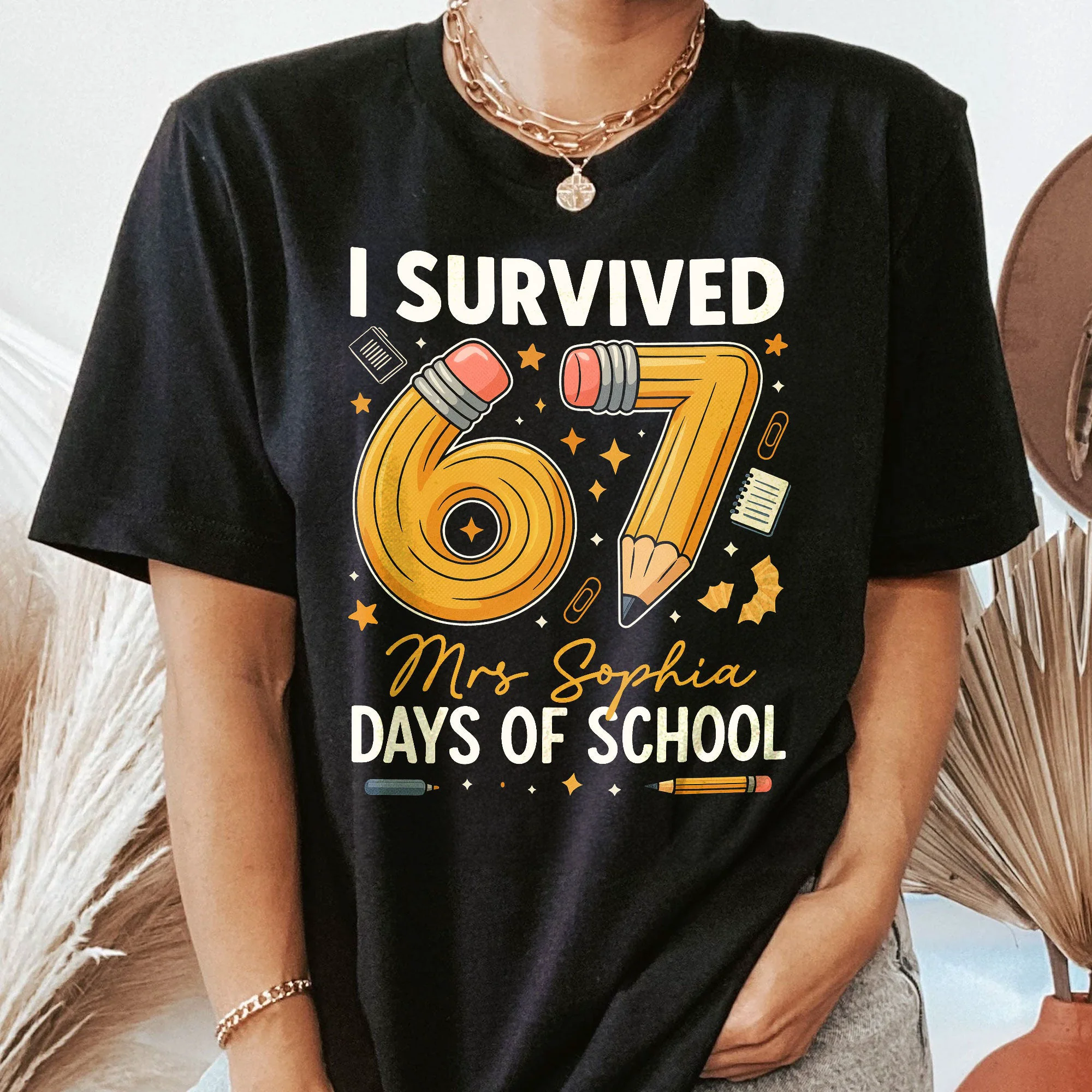 Teacher Survived 67 Days Of School - Personalized Shirt - Image 2