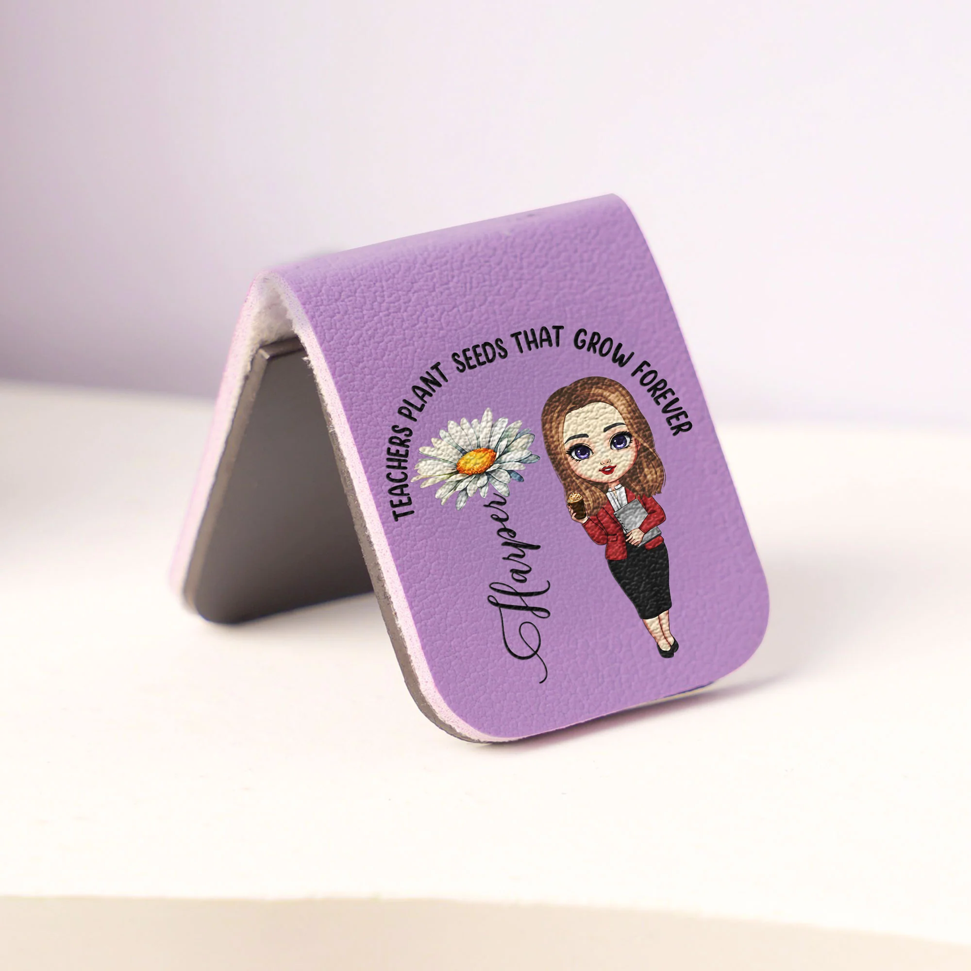 Teachers Plant Seeds That Grow Forever - Personalized Leather Magnetic Bookmark - Image 3