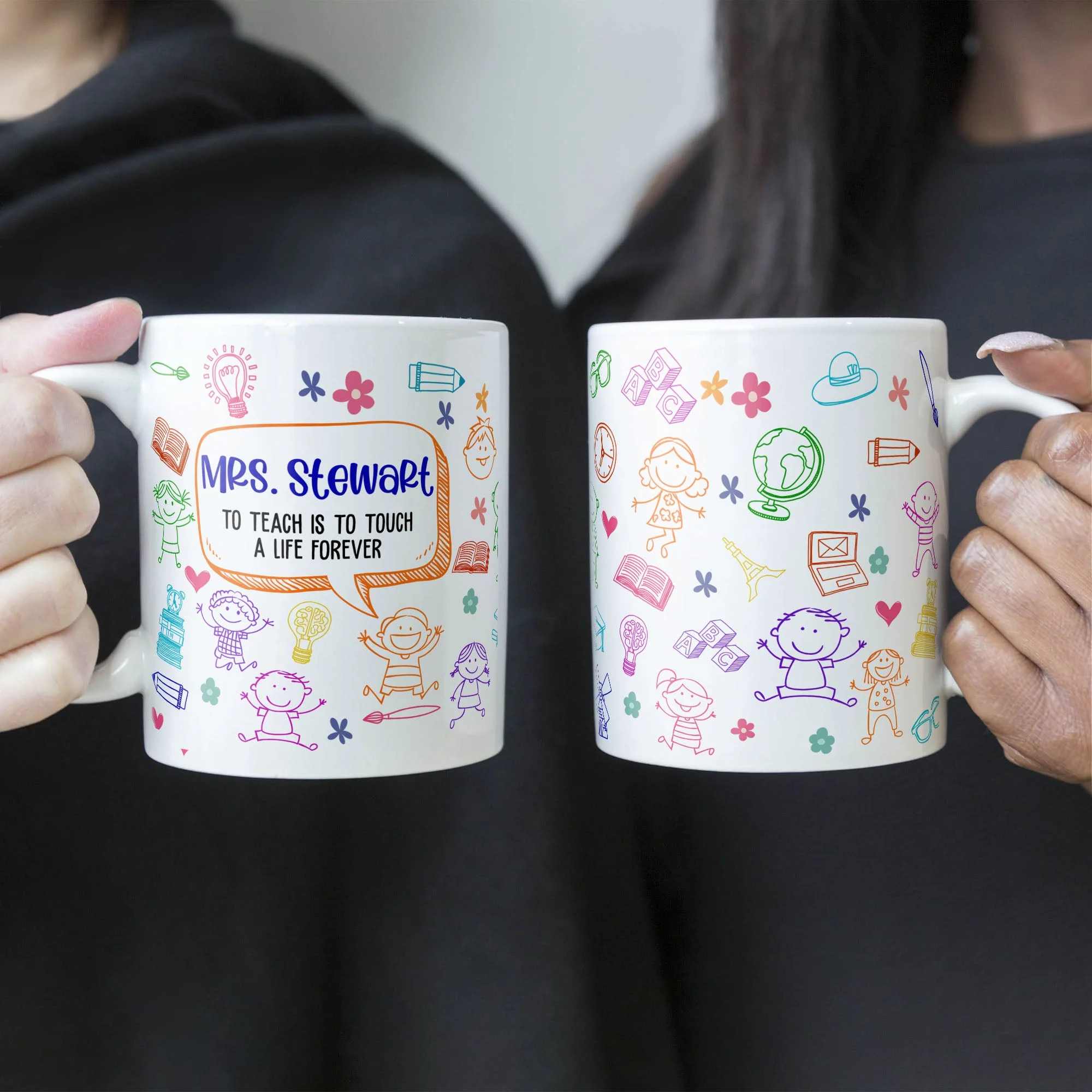 Teaching Touches A Life Forever - Personalized Mug - Birthday, Back To School Gift For Teacher, Colleagues, New Teacher Gift - Image 5