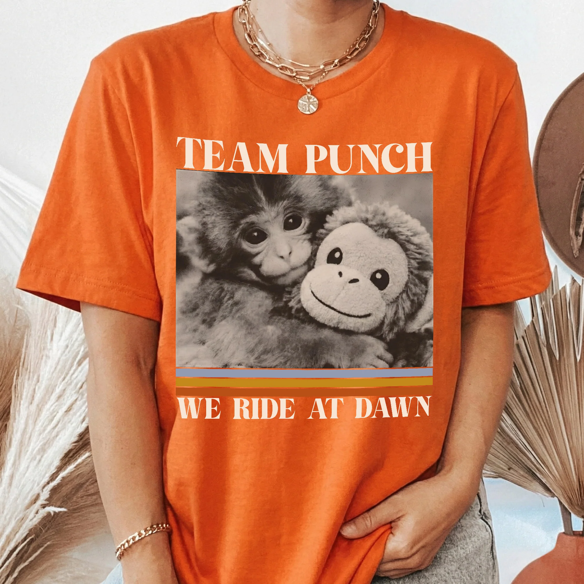 Team Punch We Ride At Dawn - Punch Monkey Lovers, Animal Support, Peace Lovers - Shirt - Image 2