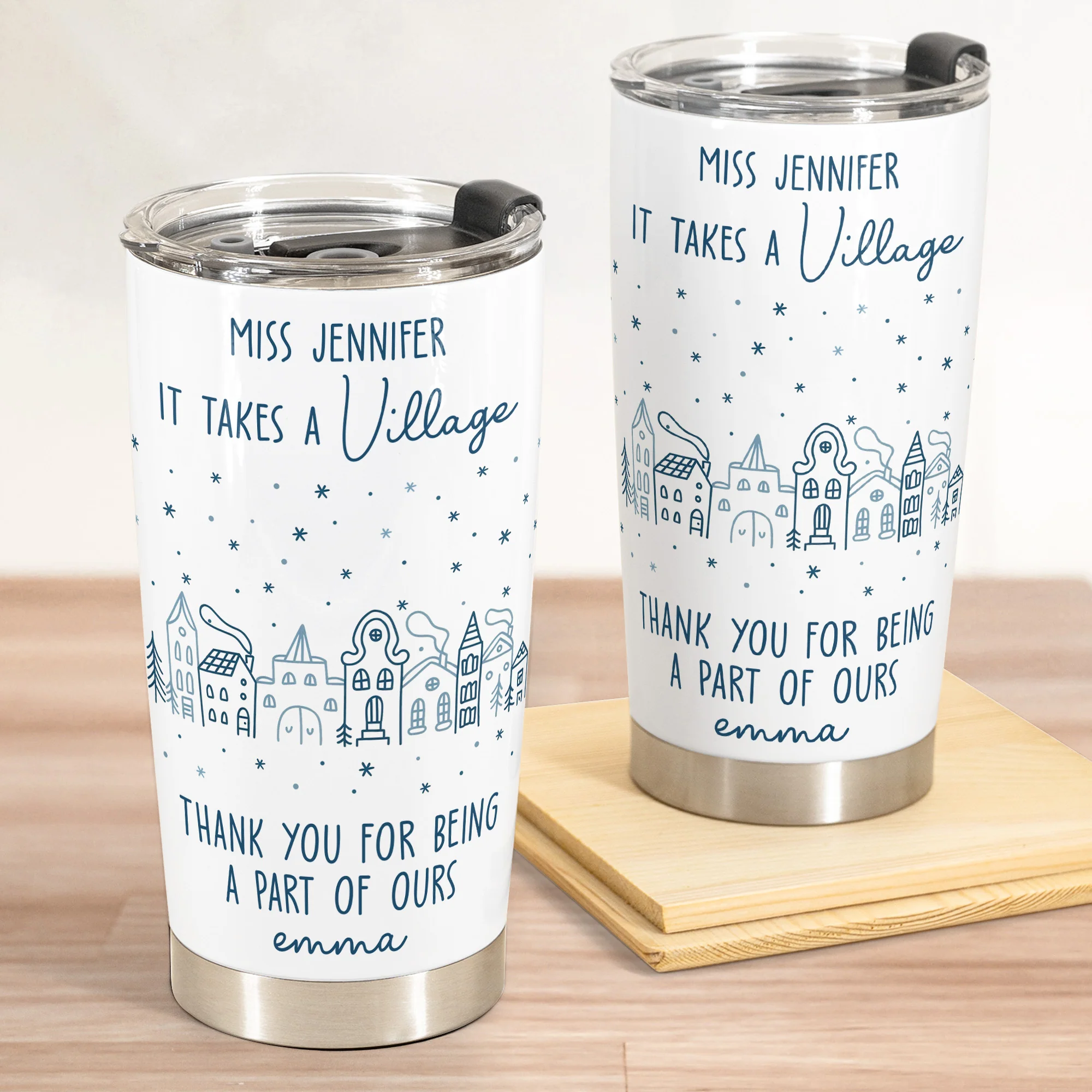 Thank You Exchange Gift For Team, Employee Appreciation It Takes A Village - Personalized Tumbler Cup - Image 2