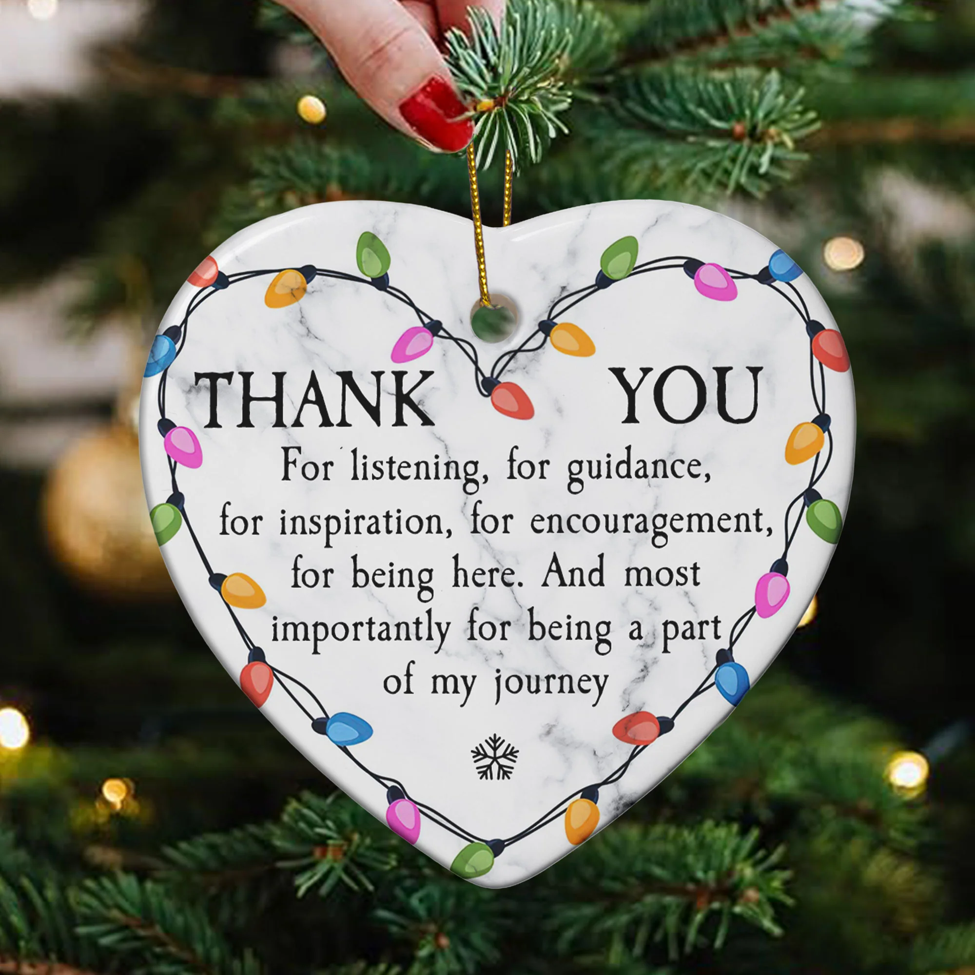 Thank You For Being A Part Of My Journey Heart-shaped Christmas Ornament - Image 2