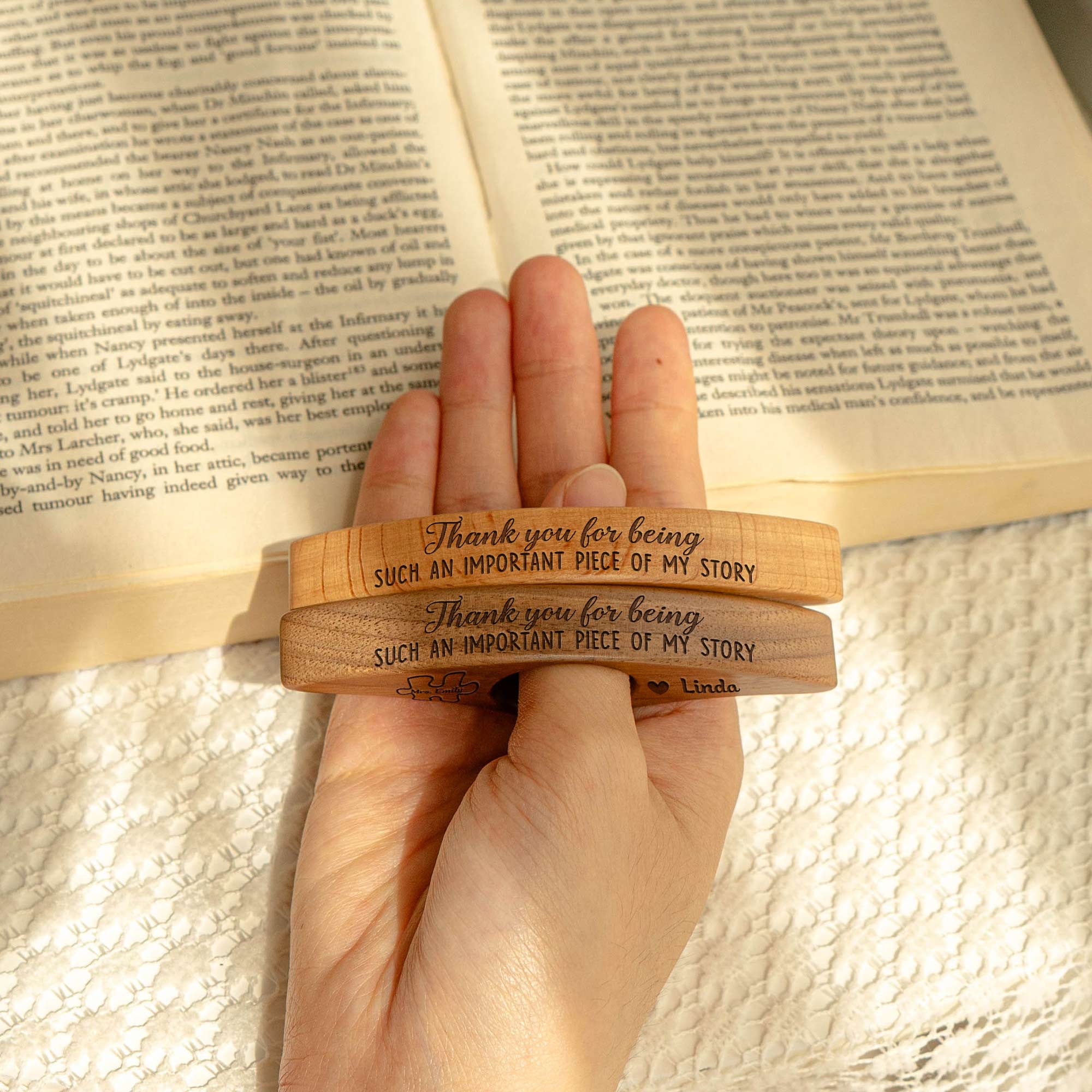 Thank You For Being Important Piece Of My Story - Personalized Book Page Holder - Image 4