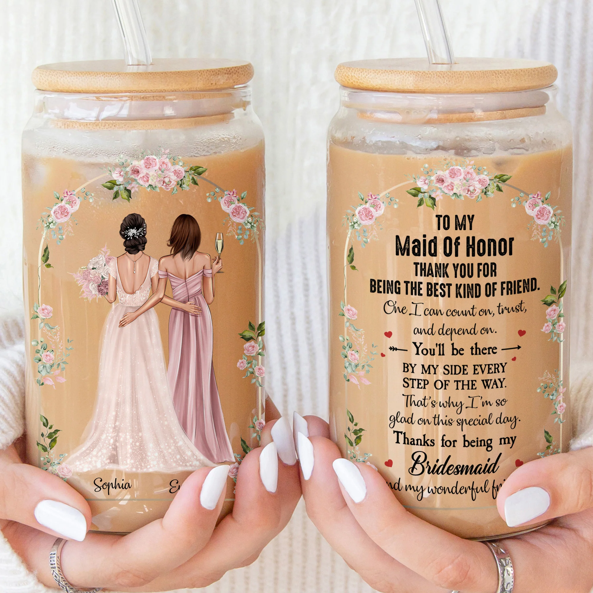 Thank You For Being My Bridesmaid - Personalized Clear Glass Cup - Image 3