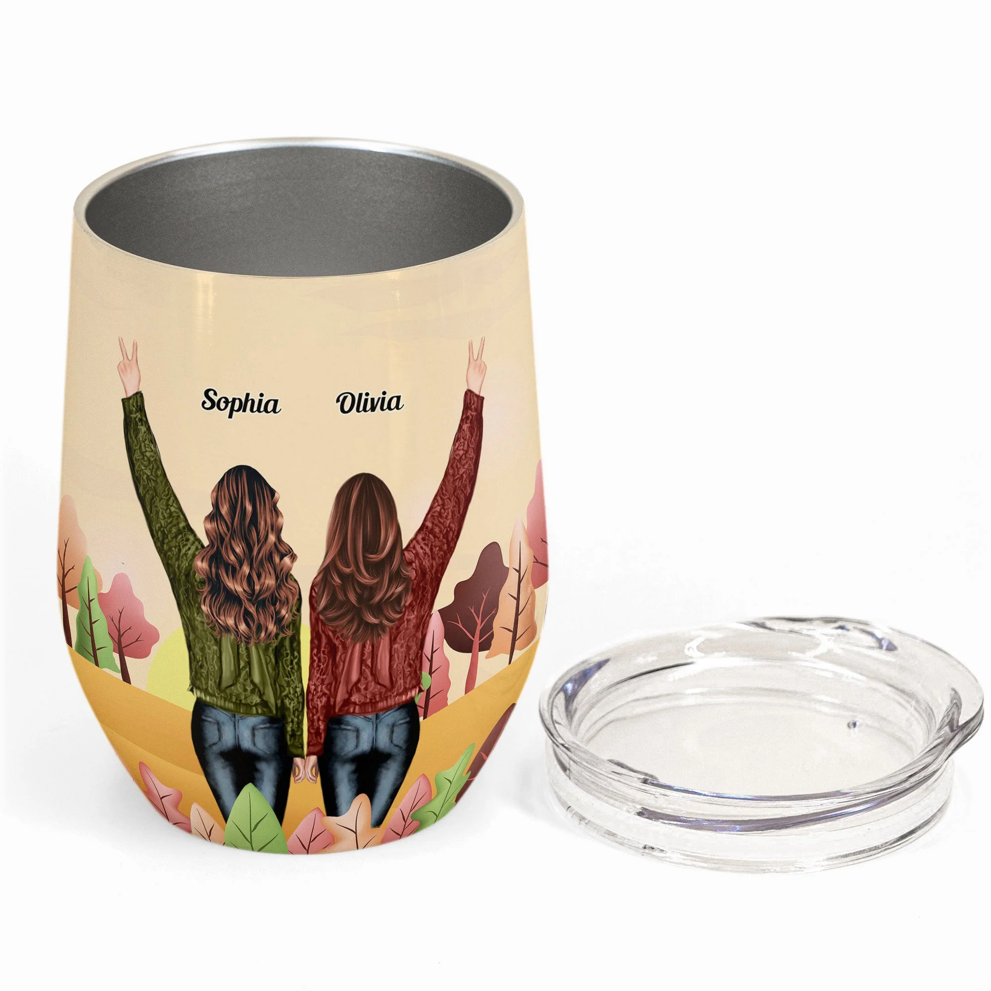 Thank You For Being My Unpaid Therapist - Personalized Wine Tumbler - Fall Season , Autumn Gift For Besties, Best friends, BFF, Friends, Sister - Image 2