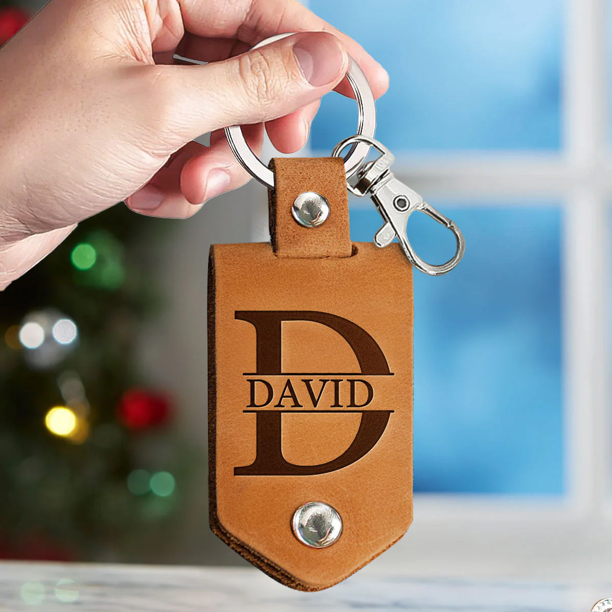 Thank You For Being The Dad You Didn't Have To Be - Personalized Leather Photo Keychain - Image 2