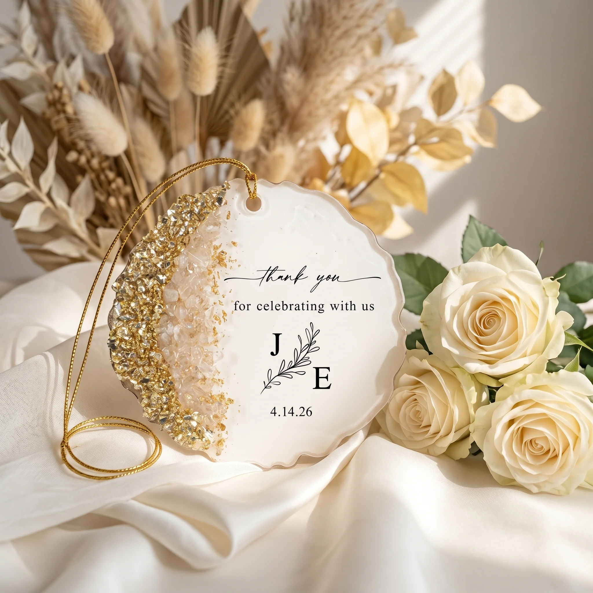 Thank You For Celebrating With Us Wedding Favors Guest Gifts - Personalized Resin Ornament - Image 3