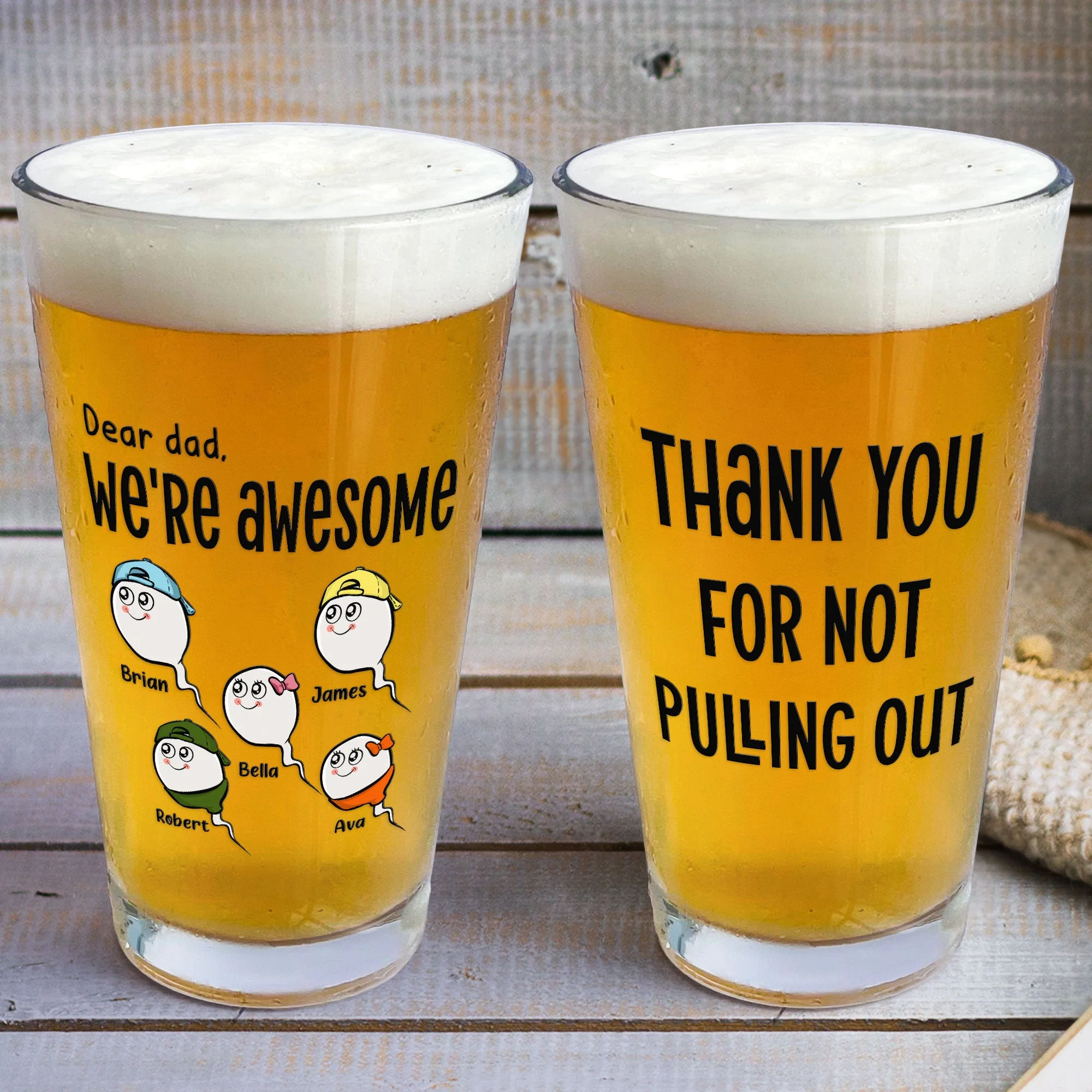 Thank You For Not Pulling Out! - Personalized Beer Glass - Image 3
