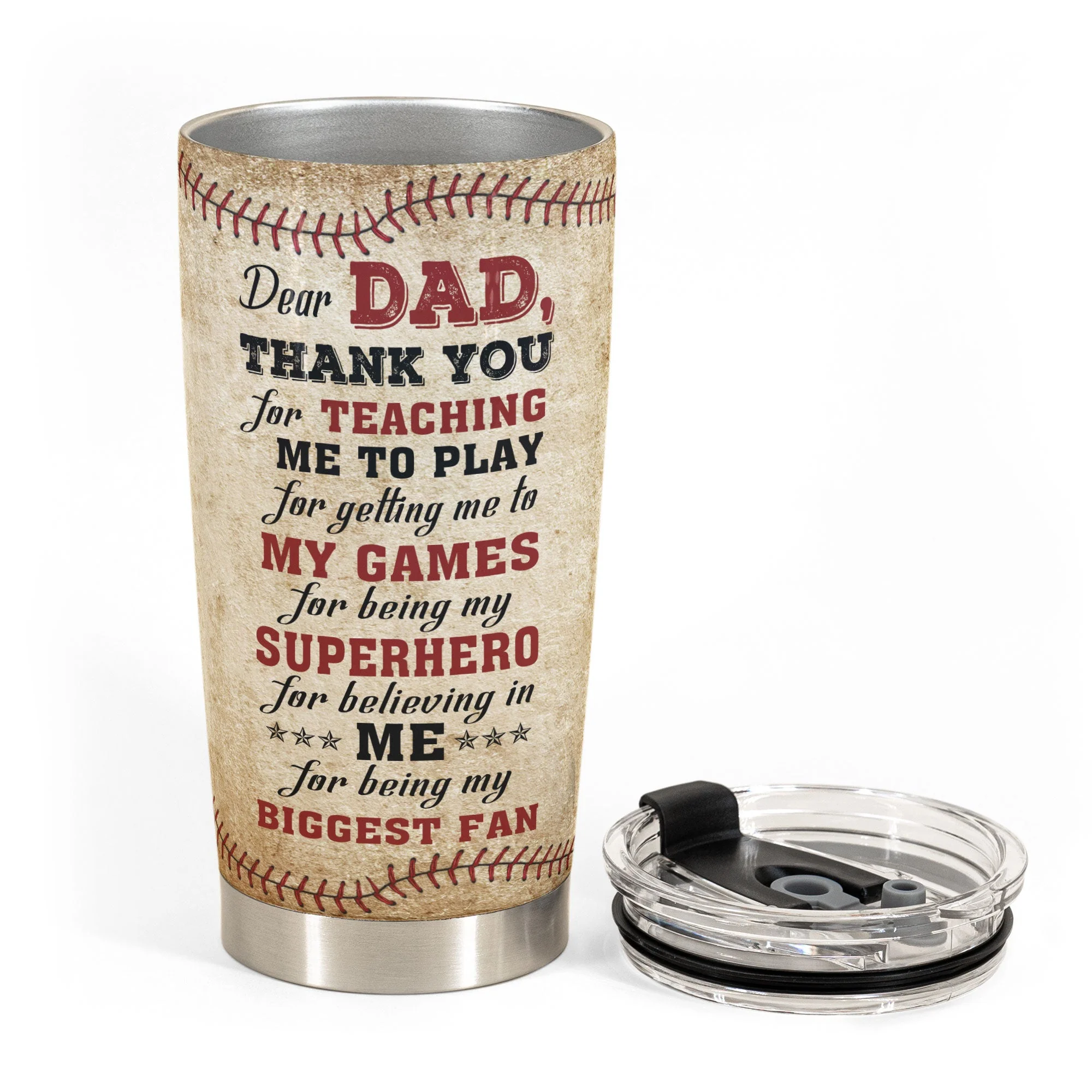 Thank You For Teaching Me To Play  - Personalized Tumbler Cup - Father's Day, Birthday, Baseball Gift For Dad, Father, Daughter, Son - Image 3