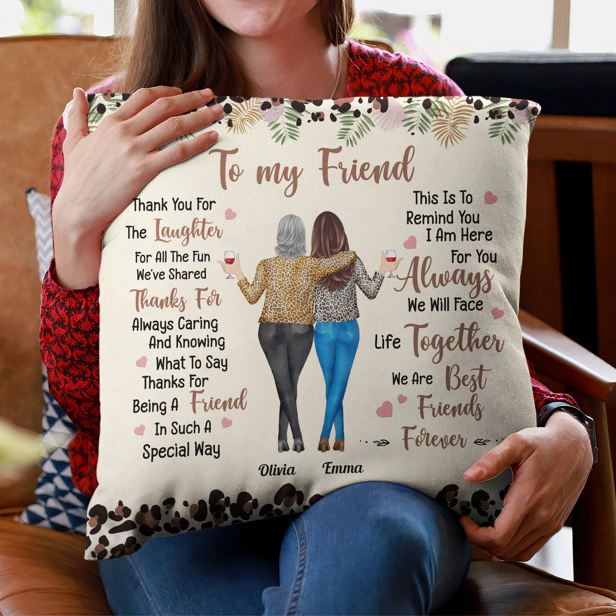 Thank You For The Laughter Friendship - Personalized Pillow (Insert Included) - Image 4